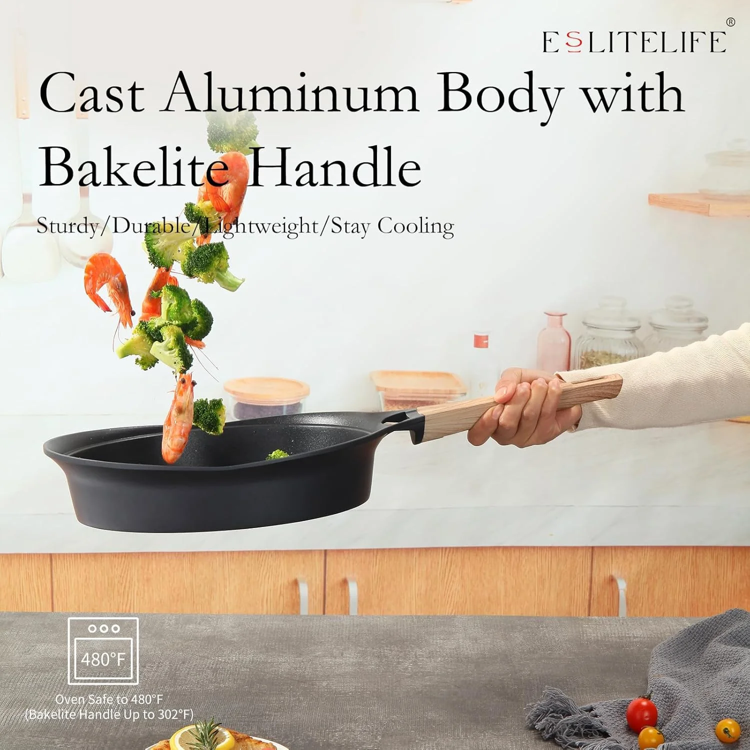 ست تابه و ماهیتابه نچسب عمیق اسلایت لایف، پوشش گرانیتی سالم، تابه املت تخم مرغ، ظروف سنگی آشپزی، بدون PFOA (مشکی، 4 تکه) ست تابه و ماهیتابه نچسب عمیق اسلایت لایف، پوشش گرانیتی سالم، تابه املت تخم مرغ، ظروف سنگی آشپزی، بدون PFOA (مشکی، 4 تکه)