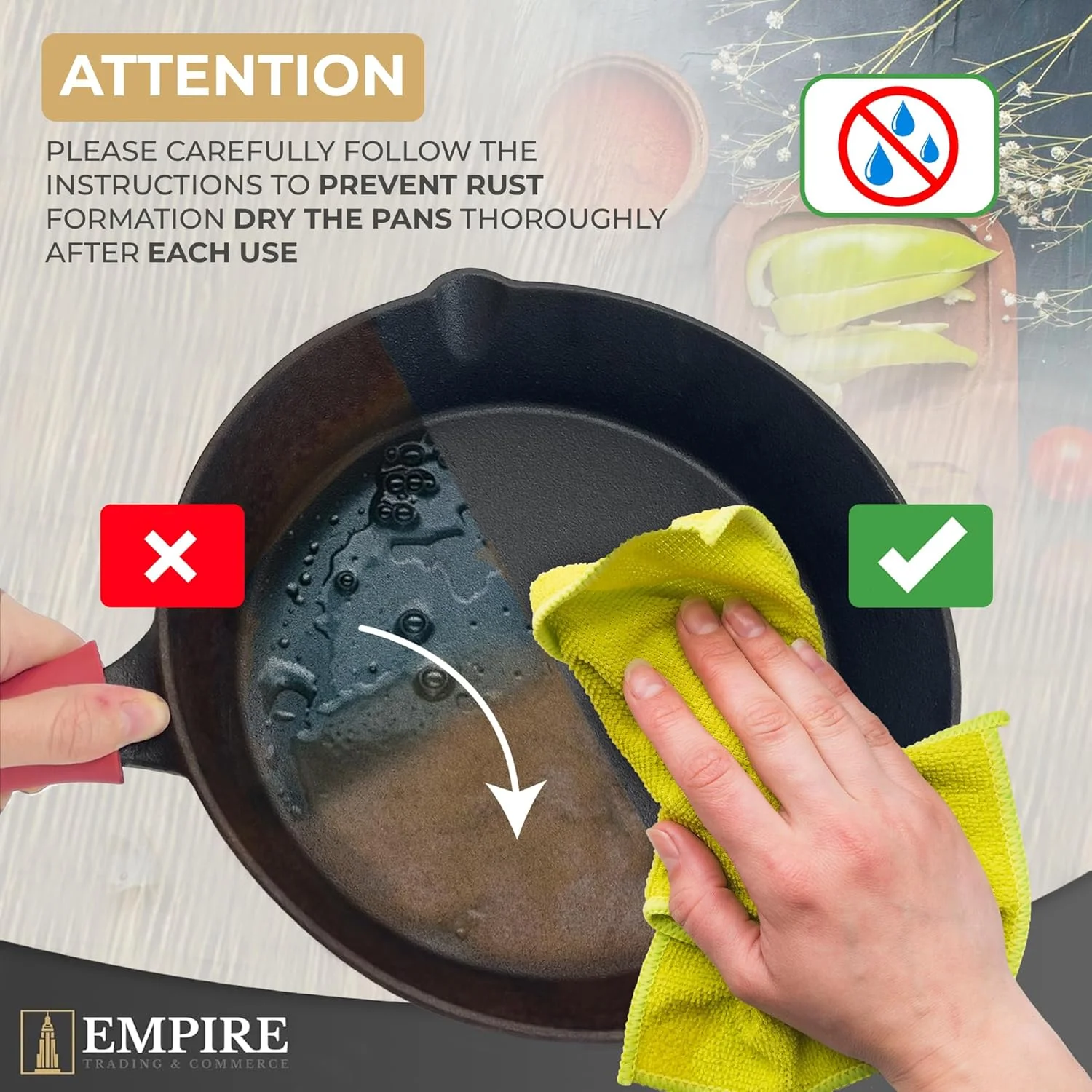 ست 3 تایی تابه چدنی از پیش روغنی شده Empire – تابه های 11.8، 10.2 و 7.8 اینچی به همراه دستگیره های سیلیکونی، برس روغن و کاردک – تابه های نچسب سنگین، قابل استفاده در فر، اجاق گاز و گریل ست 3 تایی تابه چدنی از پیش روغنی شده Empire – تابه های 11.8، 10.2 و 7.8 اینچی به همراه دستگیره های سیلیکونی، برس روغن و کاردک – تابه های نچسب سنگین، قابل استفاده در فر، اجاق گاز و گریل