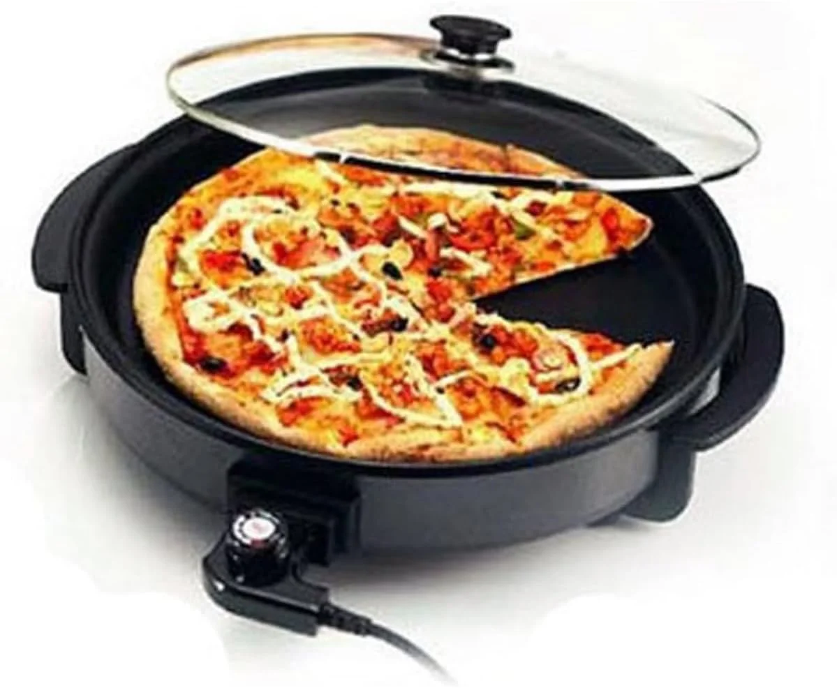 تابه برقی / تابه نچسب 30 سانتی متری، چند منظوره، توان بالای 1500 وات برای پخت سریع، دستگیره های خنک و درب شیشه ای برای ایمنی - ایده آل برای سرخ کردن، پیتزا و موارد دیگر