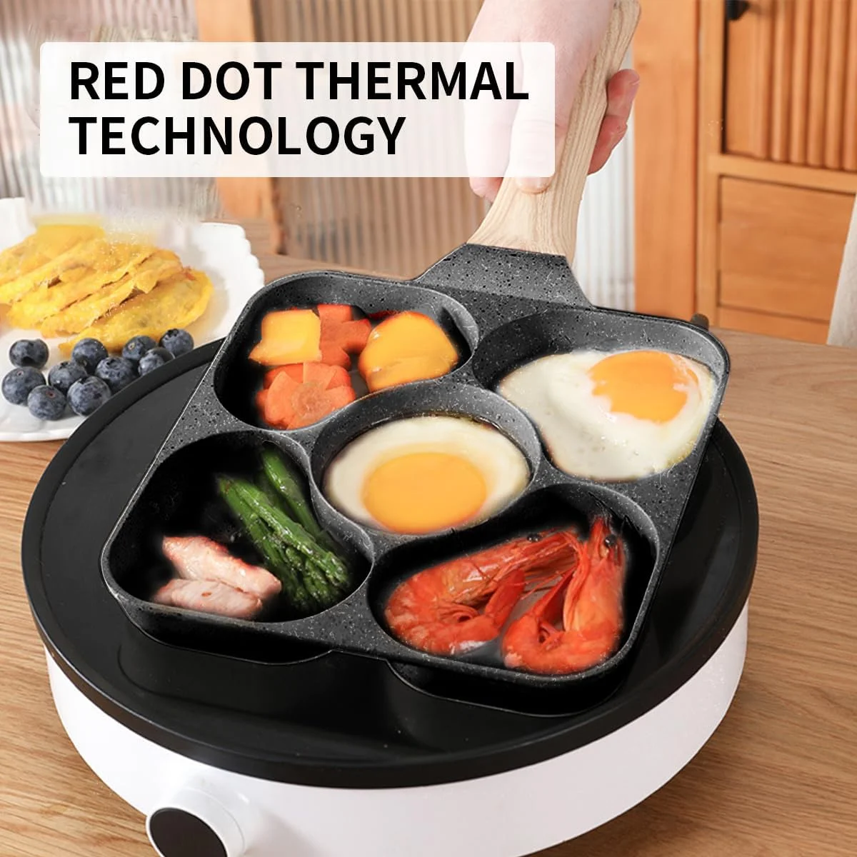 ECVV Aluminum Die Cast Heart Shaped Egg Pan Nonstick Granite Omelet Skillet Frying Pan Breakfast ECVV Aluminum Die Cast Heart Shaped Egg Pan Nonstick Granite Omelet Skillet Frying Pan Breakfast