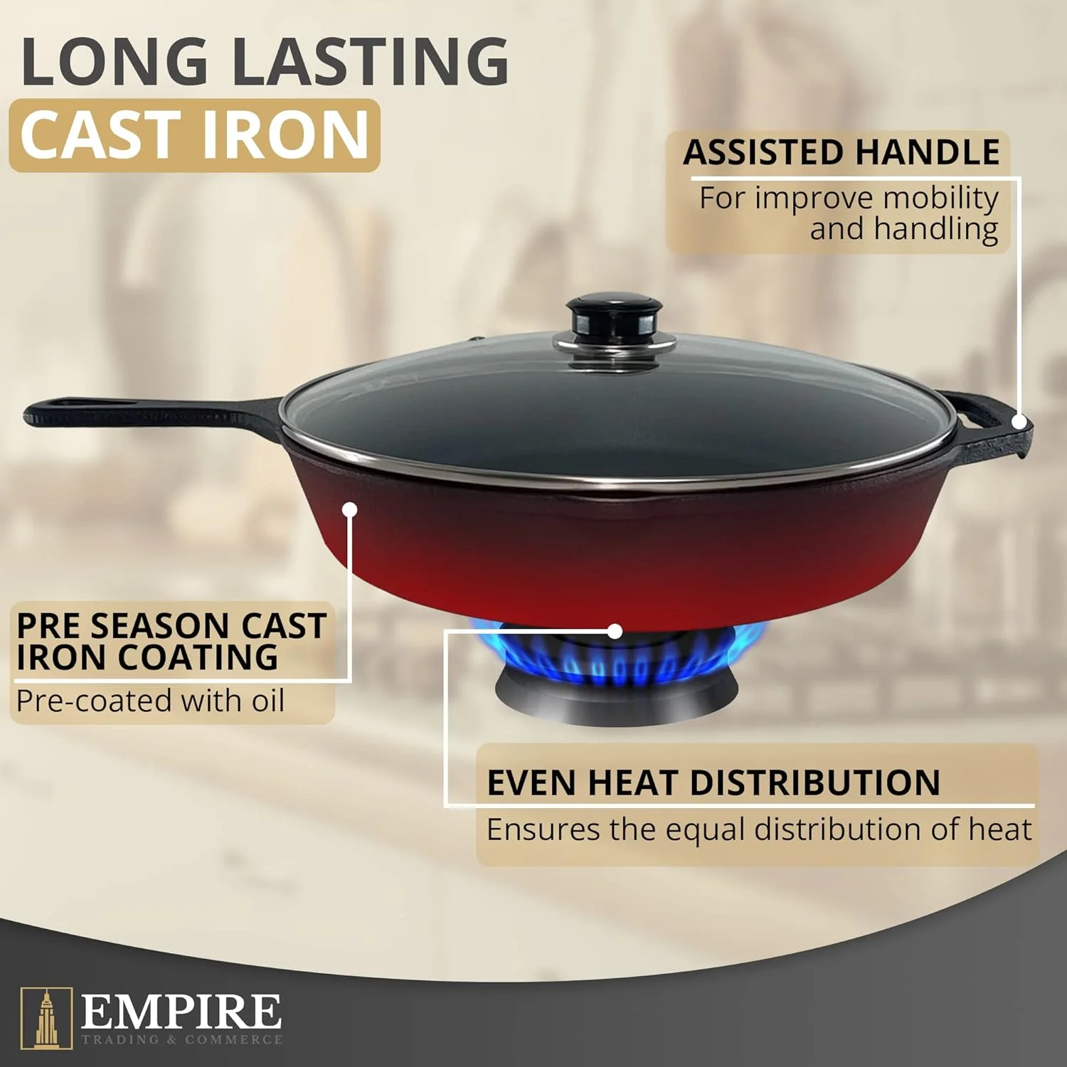 ست 3 تایی تابه چدنی از پیش روغنی شده Empire – تابه های 11.8، 10.2 و 7.8 اینچی به همراه دستگیره های سیلیکونی، برس روغن و کاردک – تابه های نچسب سنگین، قابل استفاده در فر، اجاق گاز و گریل ست 3 تایی تابه چدنی از پیش روغنی شده Empire – تابه های 11.8، 10.2 و 7.8 اینچی به همراه دستگیره های سیلیکونی، برس روغن و کاردک – تابه های نچسب سنگین، قابل استفاده در فر، اجاق گاز و گریل