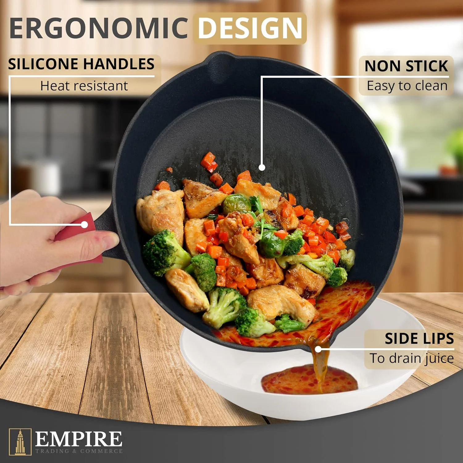 ست 3 تایی تابه چدنی از پیش روغنی شده Empire – تابه های 11.8، 10.2 و 7.8 اینچی به همراه دستگیره های سیلیکونی، برس روغن و کاردک – تابه های نچسب سنگین، قابل استفاده در فر، اجاق گاز و گریل ست 3 تایی تابه چدنی از پیش روغنی شده Empire – تابه های 11.8، 10.2 و 7.8 اینچی به همراه دستگیره های سیلیکونی، برس روغن و کاردک – تابه های نچسب سنگین، قابل استفاده در فر، اجاق گاز و گریل