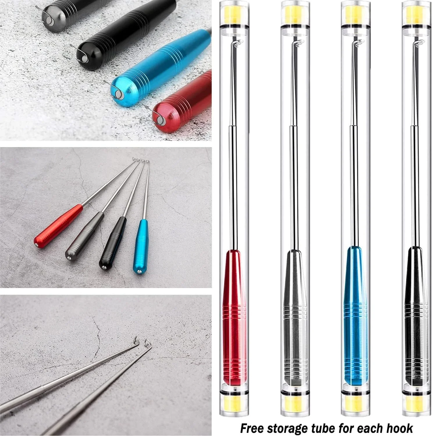 دستگاه جداکننده سریع قلاب ماهیگیری، ابزار جداکننده قلاب ماهی، کیت تجهیزات ایمنی ماهیگیری برای بزرگسالان، ابزار جانبی استخراج قلاب با لوله ذخیره سازی، 4 عدد
