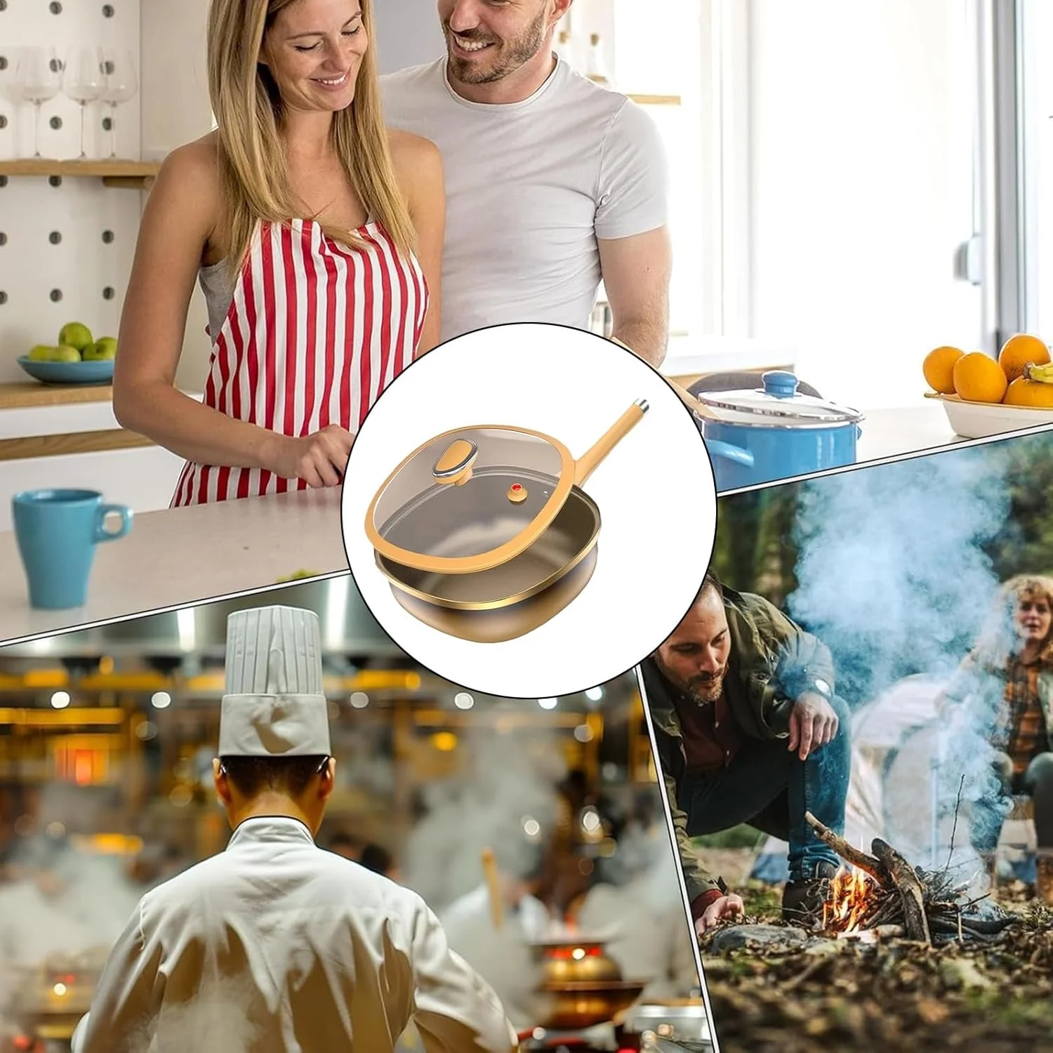 تابه سرخ کردنی | تابه نچسب با درب | تابه آشپزی برای اجاق القایی برقی، خانه، رستوران، آپارتمان، کمپینگ، کباب کردن، پخت و پز