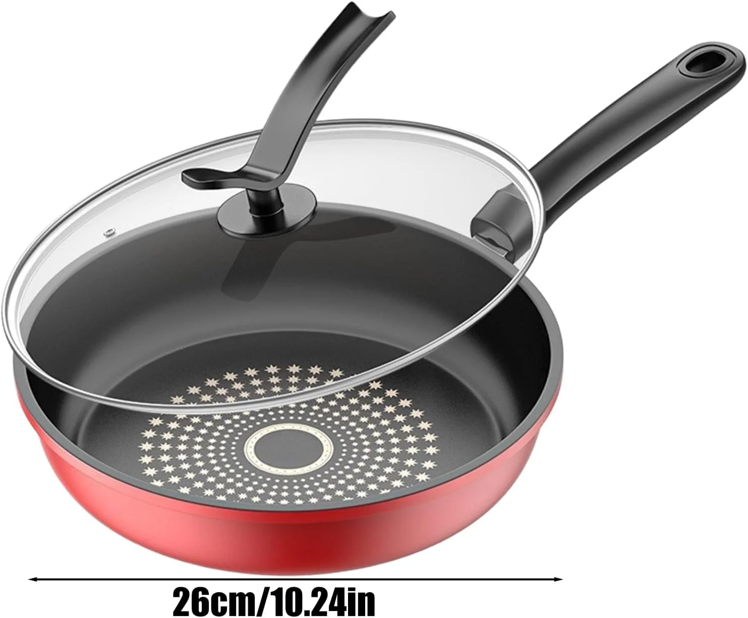 تابه املت نچسب، تابه بدون چسبندگی با درب برای اجاق گازهای القایی - تابه ارگونومیک، ابزار آشپزخانه برای صبحانه پنکیک شام استیک و میان وعده