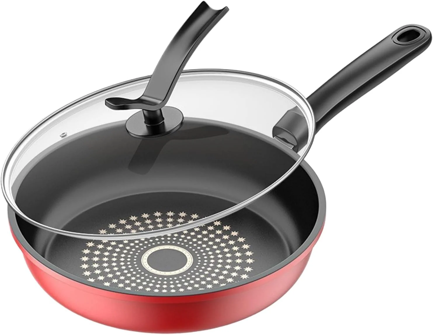 تابه سرخ کردنی برای تخم مرغ | تابه نچسب القایی با درب | لوازم جانبی آشپزخانه، تابه ارگونومیک برای پخت و پز صبحانه، میان وعده، املت، پنکیک و استیک