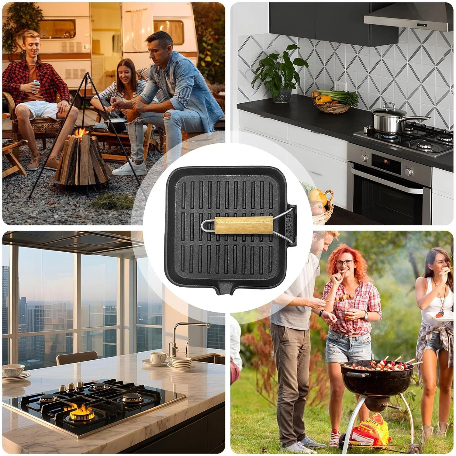 Cast Iron Frying Pan - Griddle Pan for Kitchen,Non Stick Cast Iron Skillet for Baking Cooking Grilling Oven Stove Camping Campfire Outdoor Meal Preparation Cast Iron Frying Pan - Griddle Pan for Kitchen,Non Stick Cast Iron Skillet for Baking Cooking Grilling Oven Stove Camping Campfire Outdoor Meal Preparation