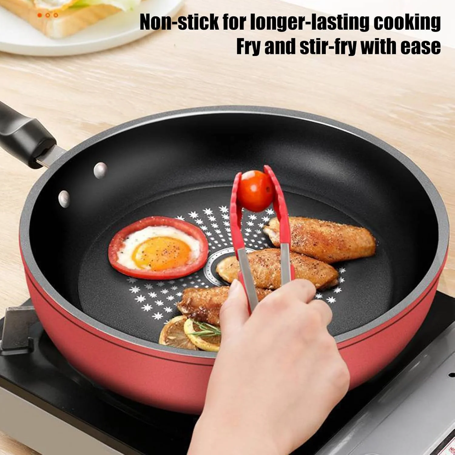 تابه سرخ کردنی برای تخم مرغ | تابه نچسب القایی با درب | لوازم جانبی آشپزخانه، تابه ارگونومیک برای پخت و پز صبحانه، میان وعده، املت، پنکیک و استیک تابه سرخ کردنی برای تخم مرغ | تابه نچسب القایی با درب | لوازم جانبی آشپزخانه، تابه ارگونومیک برای پخت و پز صبحانه، میان وعده، املت، پنکیک و استیک