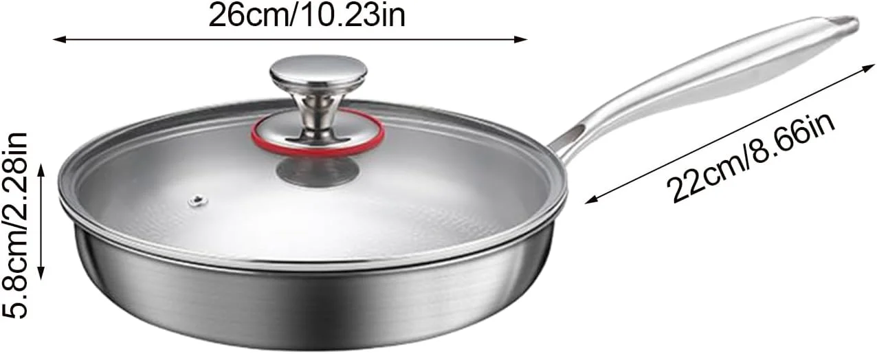 تابه تیتانیومی - تابه کمپینگ مناسب فضای باز - تابه نچسب با درب برای استفاده روزانه در کمپینگ، هتل، رستوران، آشپزخانه و آپارتمان