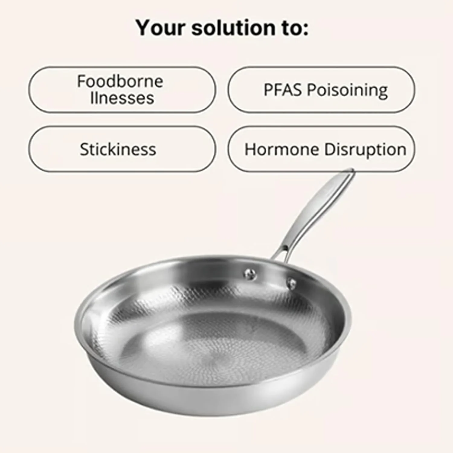 تابه نچسب، تابه سرخ کردنی نچسب، تابه سرخ کردنی چکش کاری شده تیتانیومی، برای پخت و پز روی اجاق گاز، املت، تخم مرغ صبحانه، ماهی، استیک