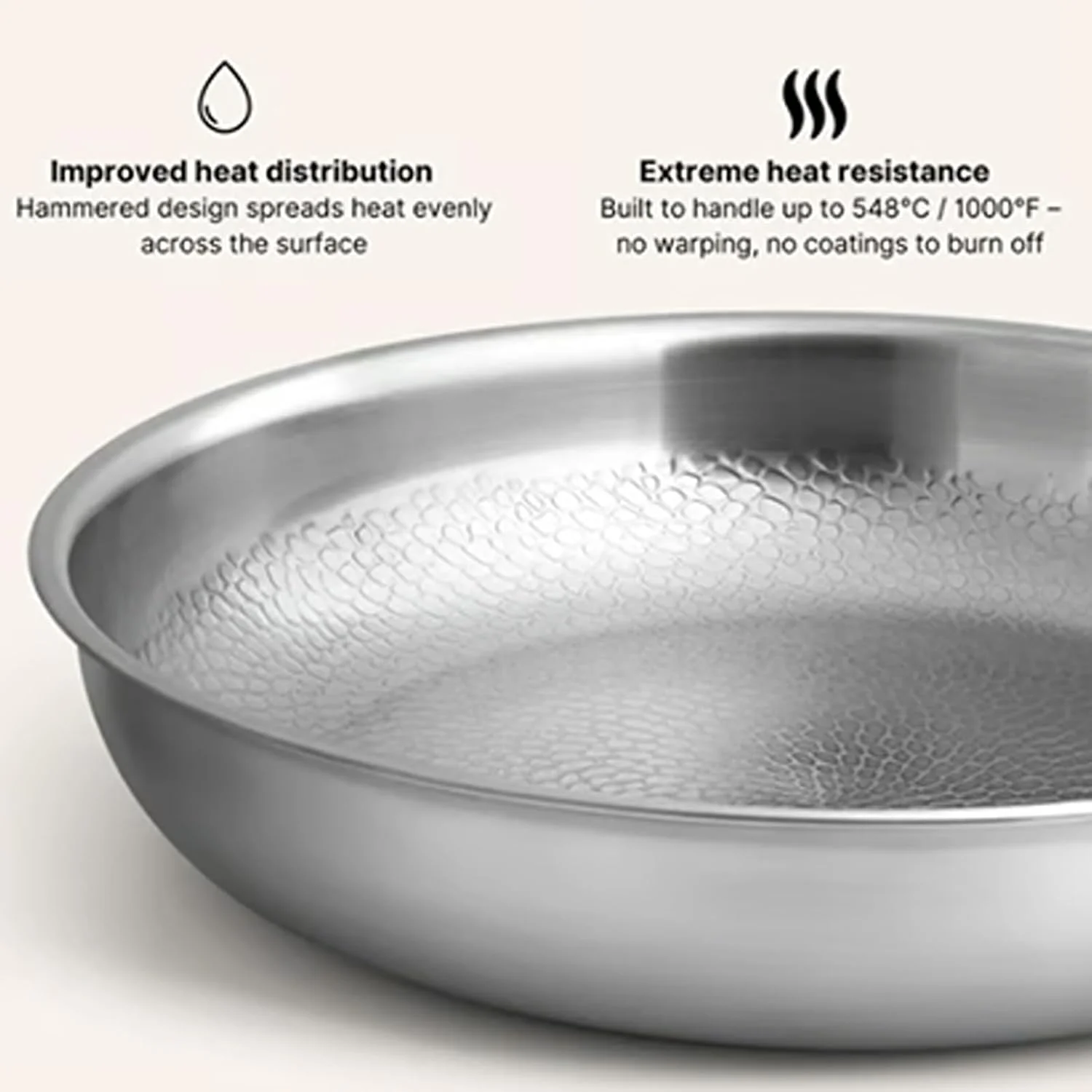 تابه سرخ کردنی - تابه نچسب - تابه سرخ کردنی چکش کاری شده تیتانیومی | برای پخت و پز روی اجاق گاز، املت، صبحانه، تخم مرغ، ماهی، استیک