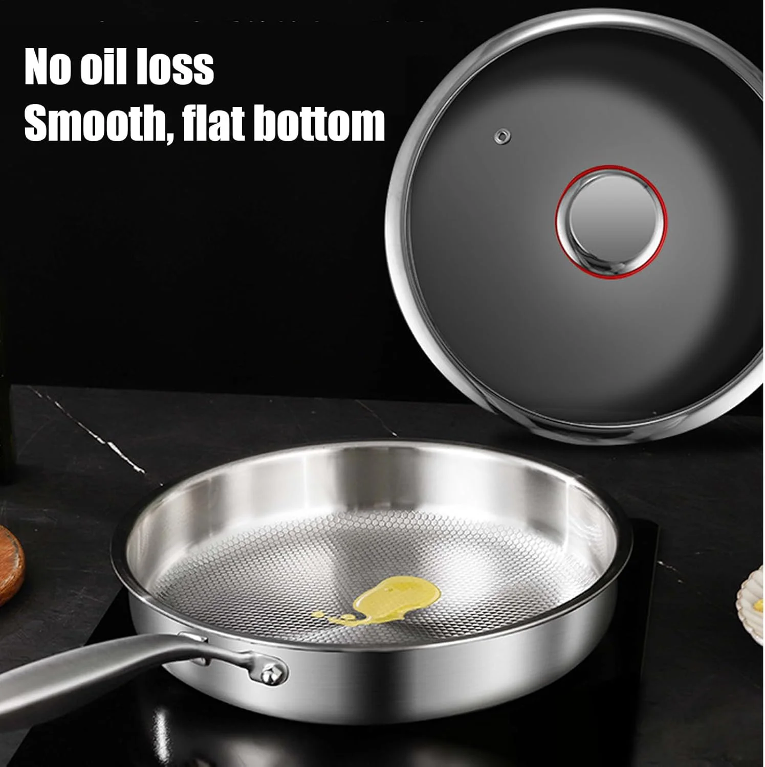 Fry Pan,Nonstick Frying Pan Skillet Titanium Alloy | Cooking Utensils Skillet Pots with Lid for Electric Induction Cooktop Home Kitchen Camping Restaurant