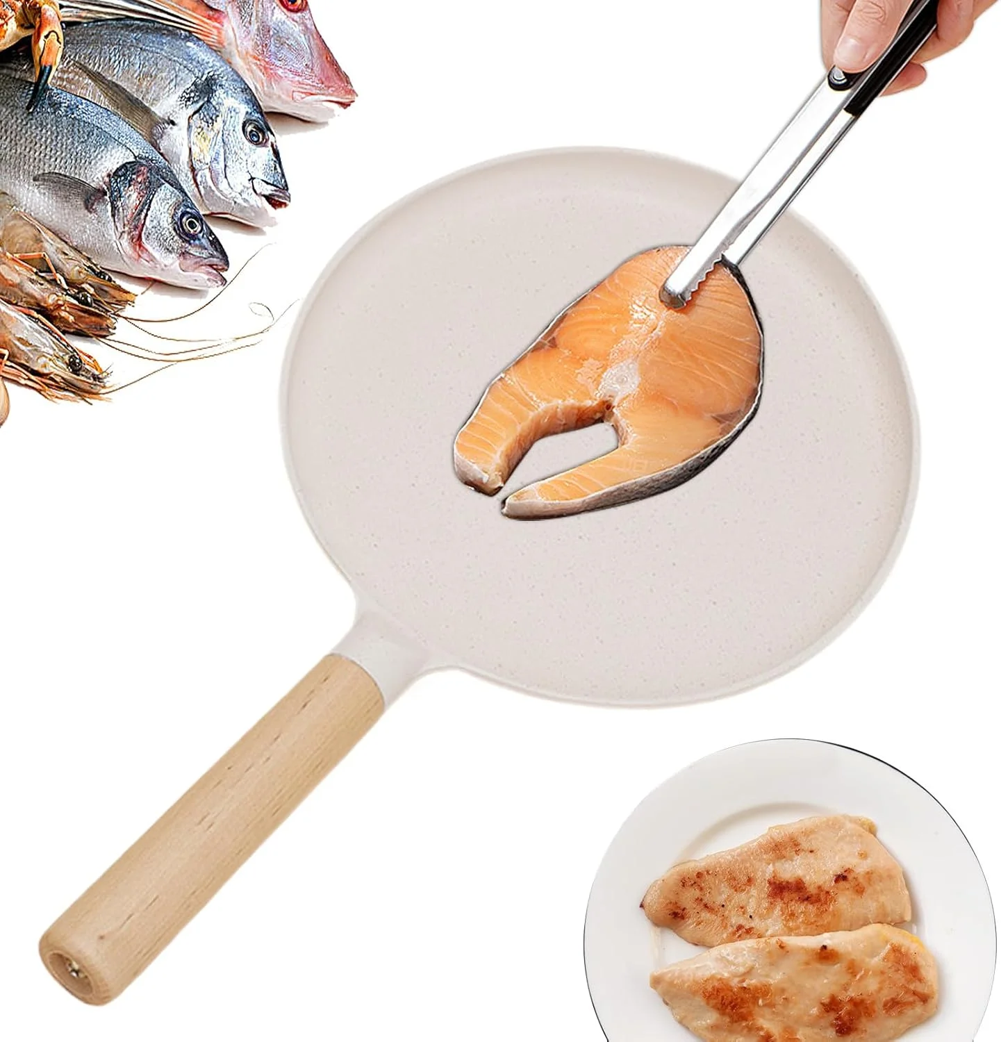 تابه نچسب، تابه و ماهیتابه 24 سانتی متری | رسانای سریع حرارت با دسته ارگونومیک، ظروف پخت و پز برای اجاق گاز، فر، آشپزخانه، پخت و پز حرفه ای رستوران