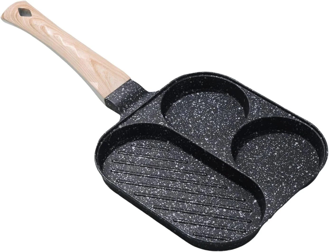 تابه گریل صبحانه | تابه نچسب تقسیم شده - لوازم آشپزخانه پخت و پز 3 قسمتی برای اجاق گاز برقی القایی رستوران گریل بیکن املت ساندویچ استیک