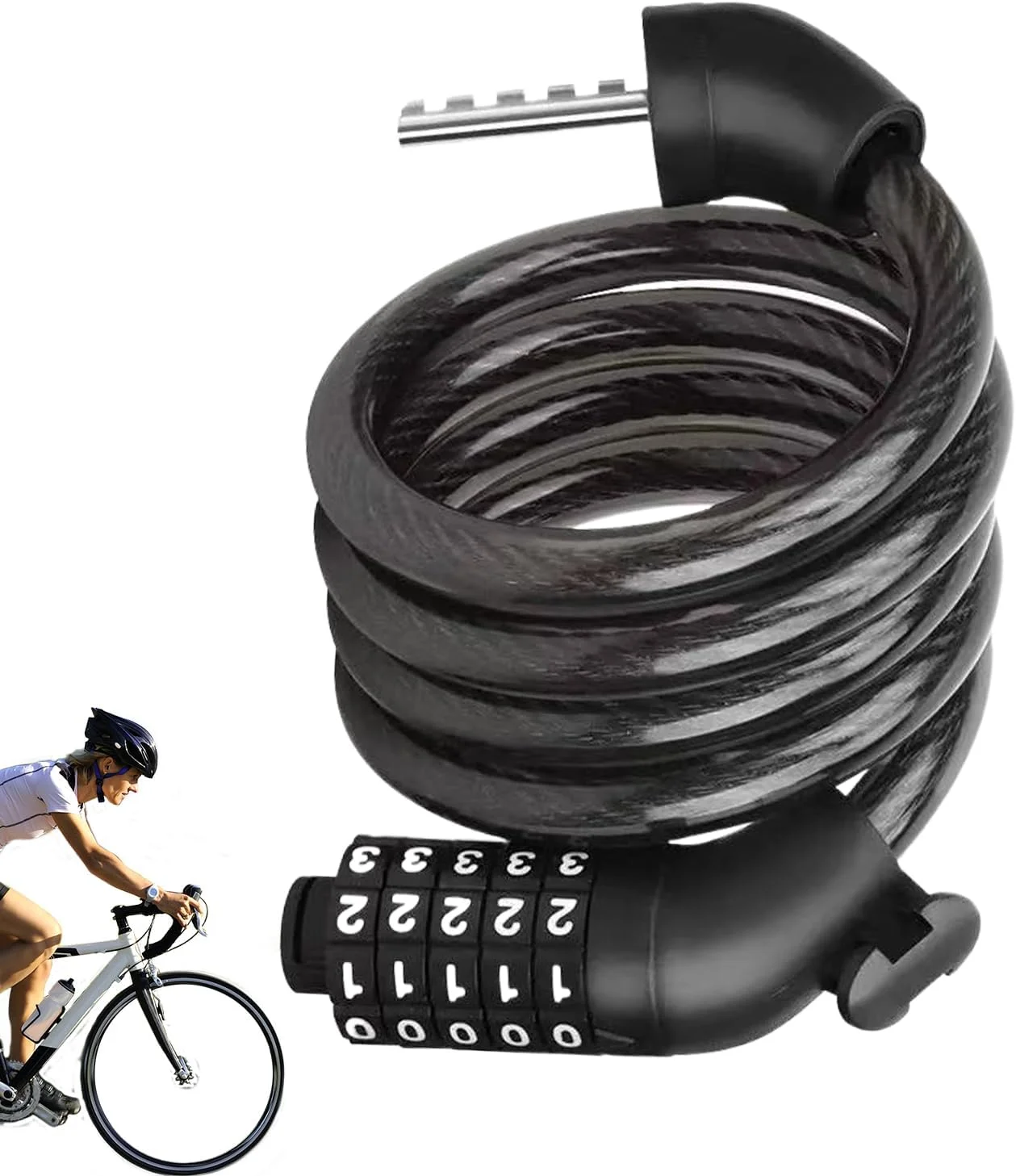 قفل دوچرخه، قفل اسکوتر برقی 1.1 متری، تجهیزات امنیتی جمع و جور، قفل 5 رقمی برای کمپینگ، پارکینگ در فضای باز، دوچرخه سواری کوهستانی، اسکوتر مدرسه، دوچرخه سواری