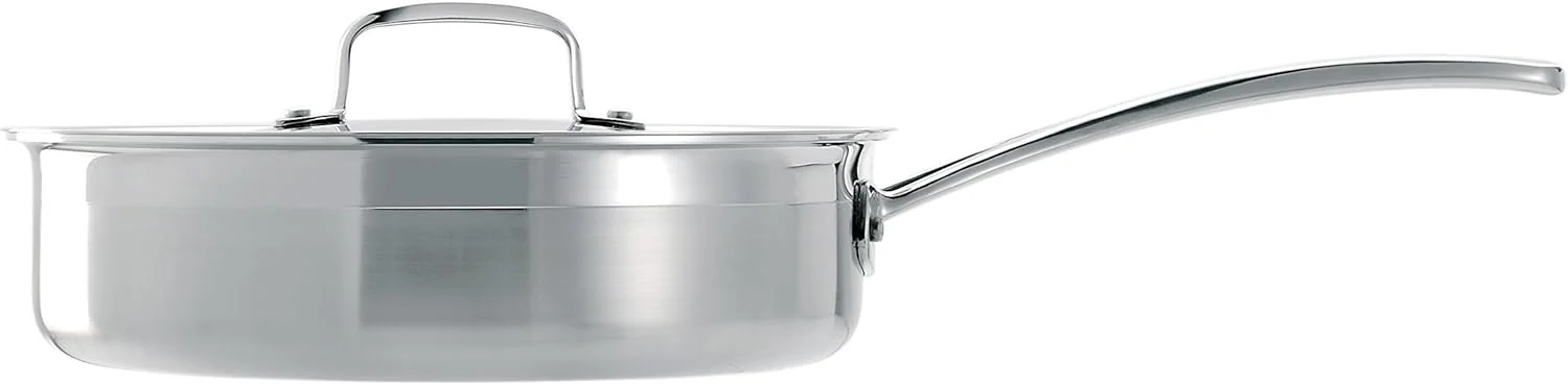 Le Creuset 3-Ply Stainless Steel Sauté pan with Lid, 24 x 6.5 cm, 96202124001000, Silver