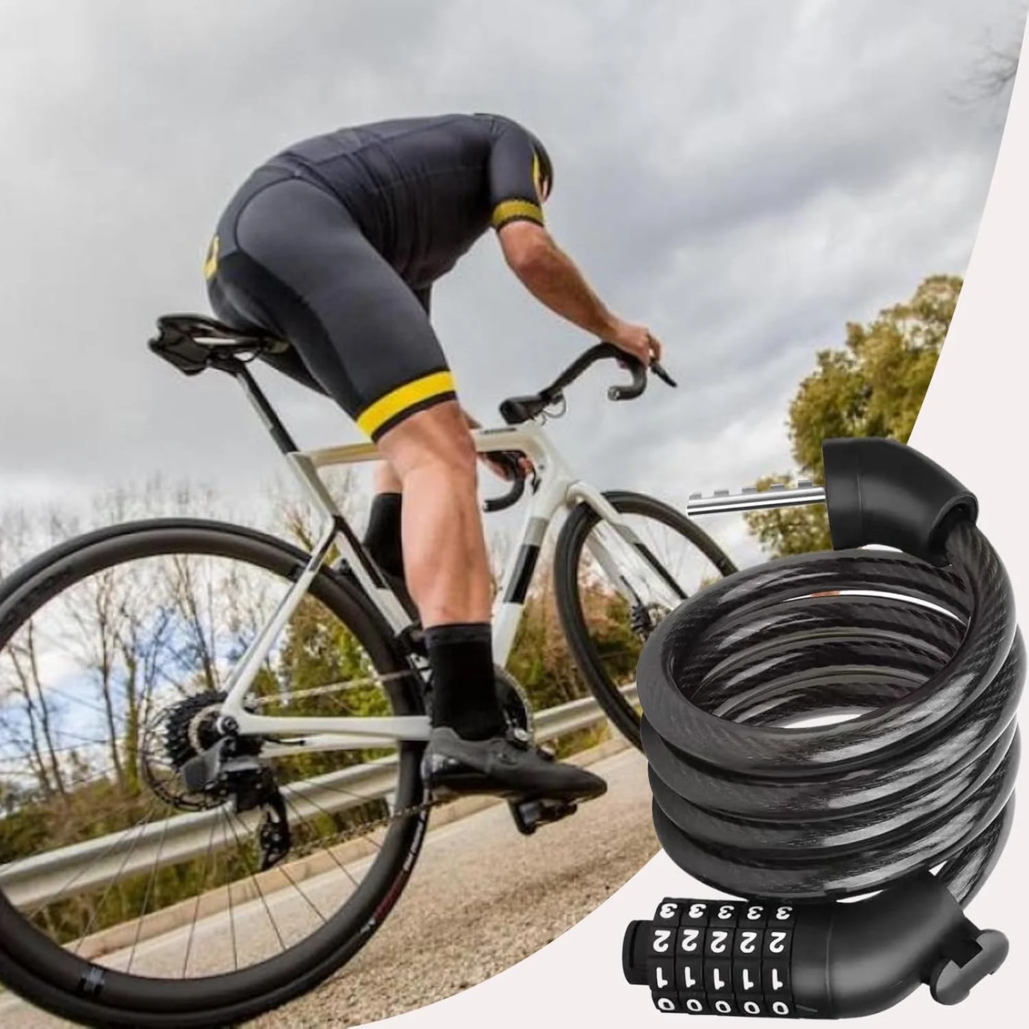 قفل دوچرخه، قفل اسکوتر برقی 1.1 متری، تجهیزات امنیتی جمع و جور، قفل 5 رقمی برای کمپینگ، پارکینگ در فضای باز، دوچرخه سواری کوهستانی، اسکوتر مدرسه، دوچرخه سواری