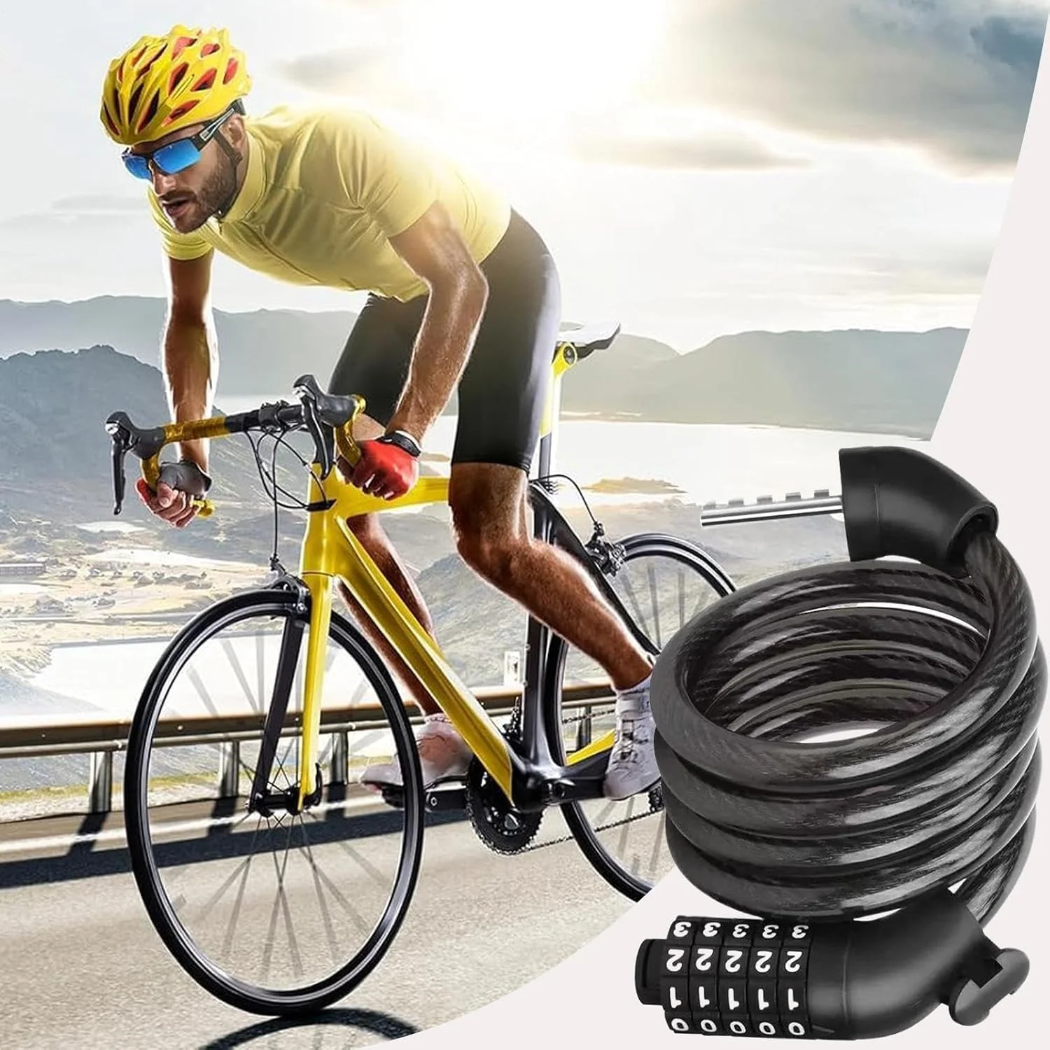 قفل دوچرخه، قفل اسکوتر برقی 1.1 متری، تجهیزات امنیتی جمع و جور، قفل 5 رقمی برای کمپینگ، پارکینگ در فضای باز، دوچرخه سواری کوهستانی، اسکوتر مدرسه، دوچرخه سواری