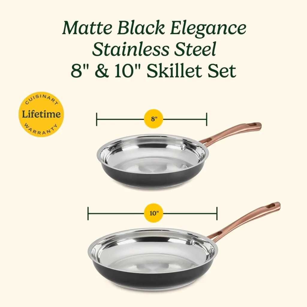 ست تابه دو تکه مشکی مات Cuisinart Elegance، شامل تابه های 8 و 10 اینچی