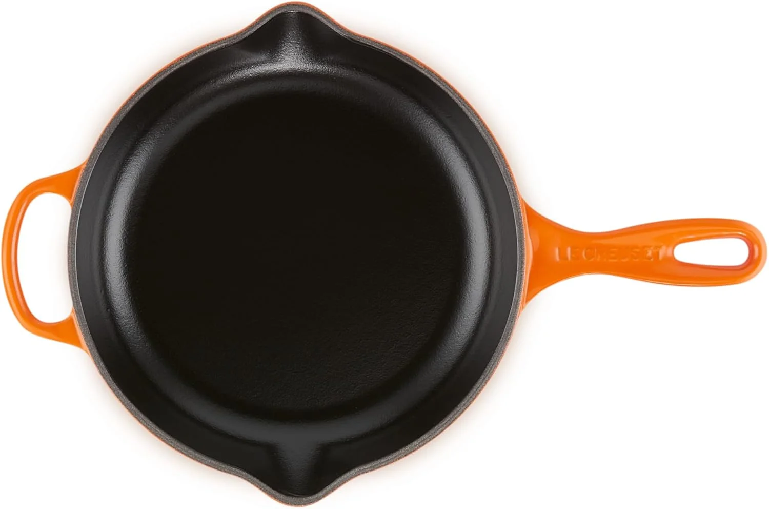 تابه چدنی لعاب دار دسته آهنی Le Creuset مدل Signature، سایز 9 اینچ (1-3/8 کوارت)، رنگ Flame