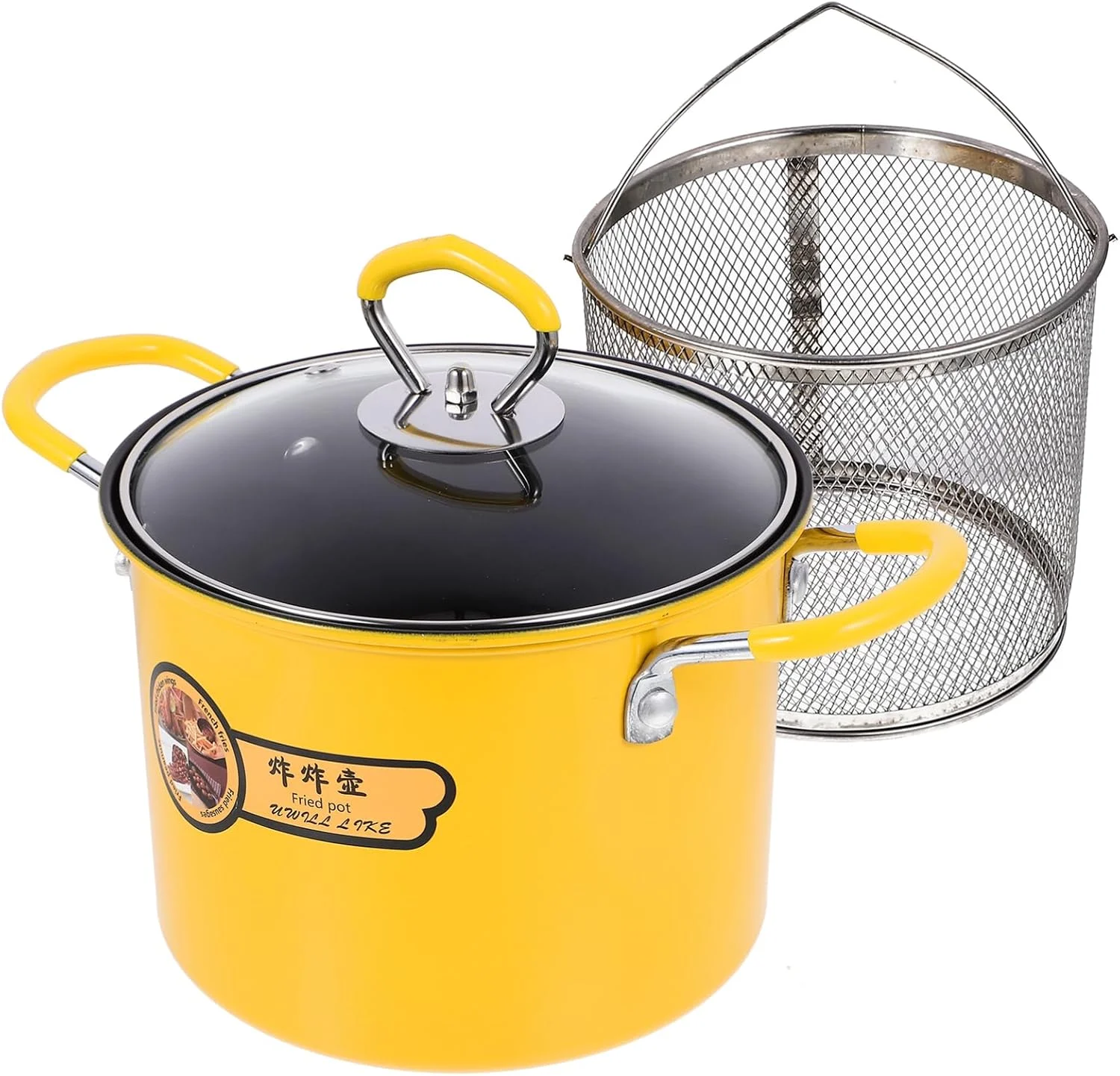 ست سرخ کن COLLBATH شامل 1 عدد سرخ کن با صافی، تابه گریل، تابه نچسب، ووک، تابه تخت، سبد سرخ کردنی، قابلمه سرخ کردنی آشپزخانه، قابلمه استیل، اجاق گاز القایی، شیشه خانگی