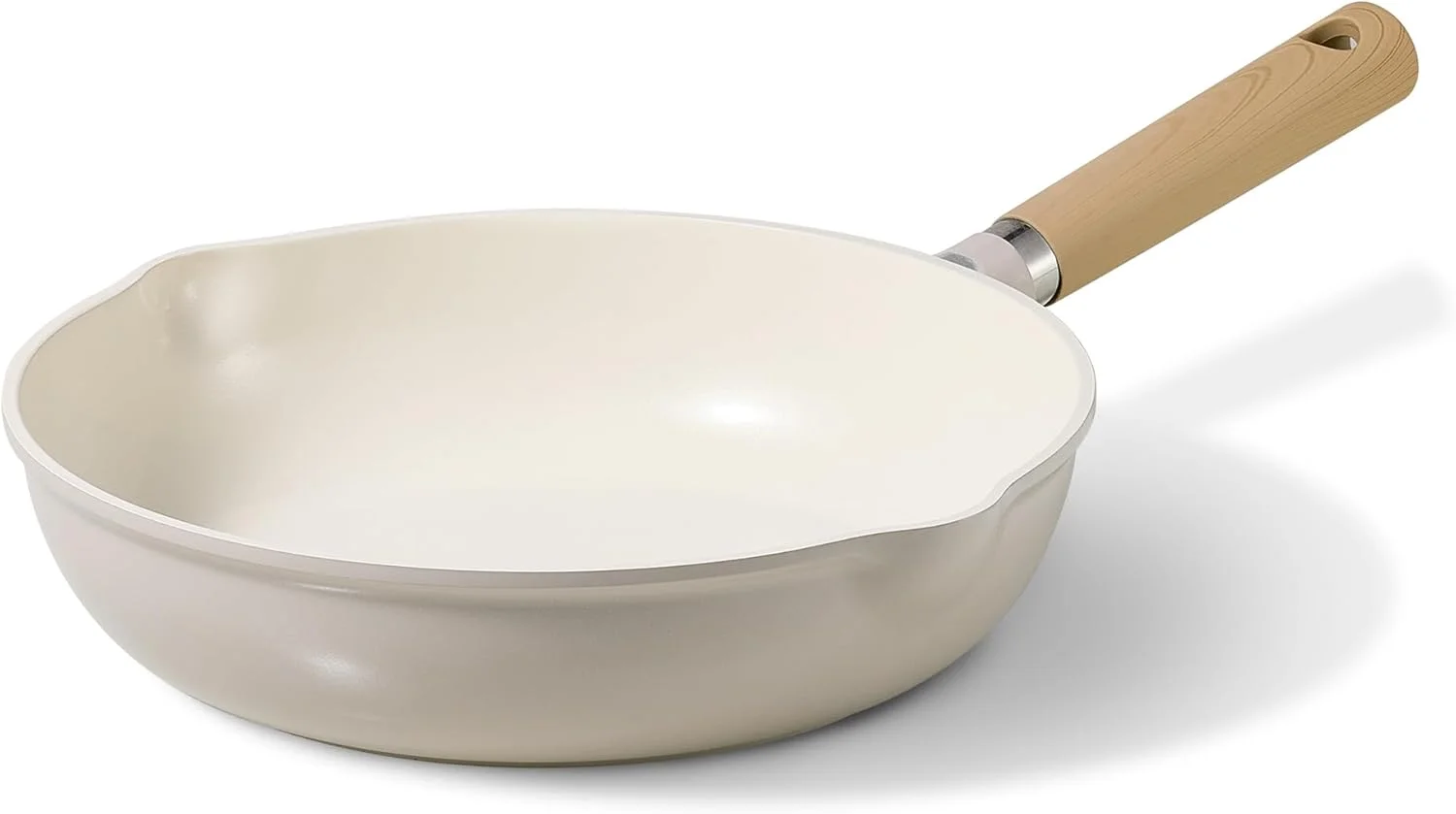 تابه سرامیکی 10 اینچی CAROTE، تابه نچسب، تابه آشپزی سالم و فاقد PFOA/PFAS، سازگار با اجاق های القایی، رنگ بژ