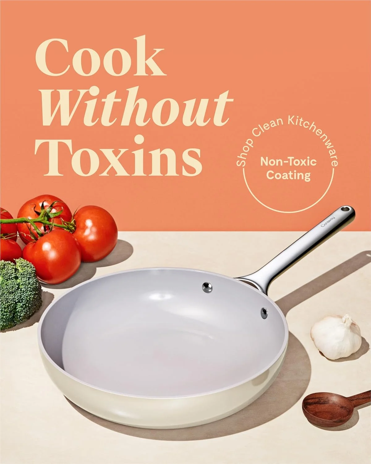 تابه کوچک سرامیکی نچسب کاراوی (۱.۰۵ کوارت، ۸ اینچ) - غیر سمی، بدون PTFE و PFOA - قابل استفاده در فر و سازگار با انواع اجاق گاز (گازی، برقی و القایی) - خاکستری