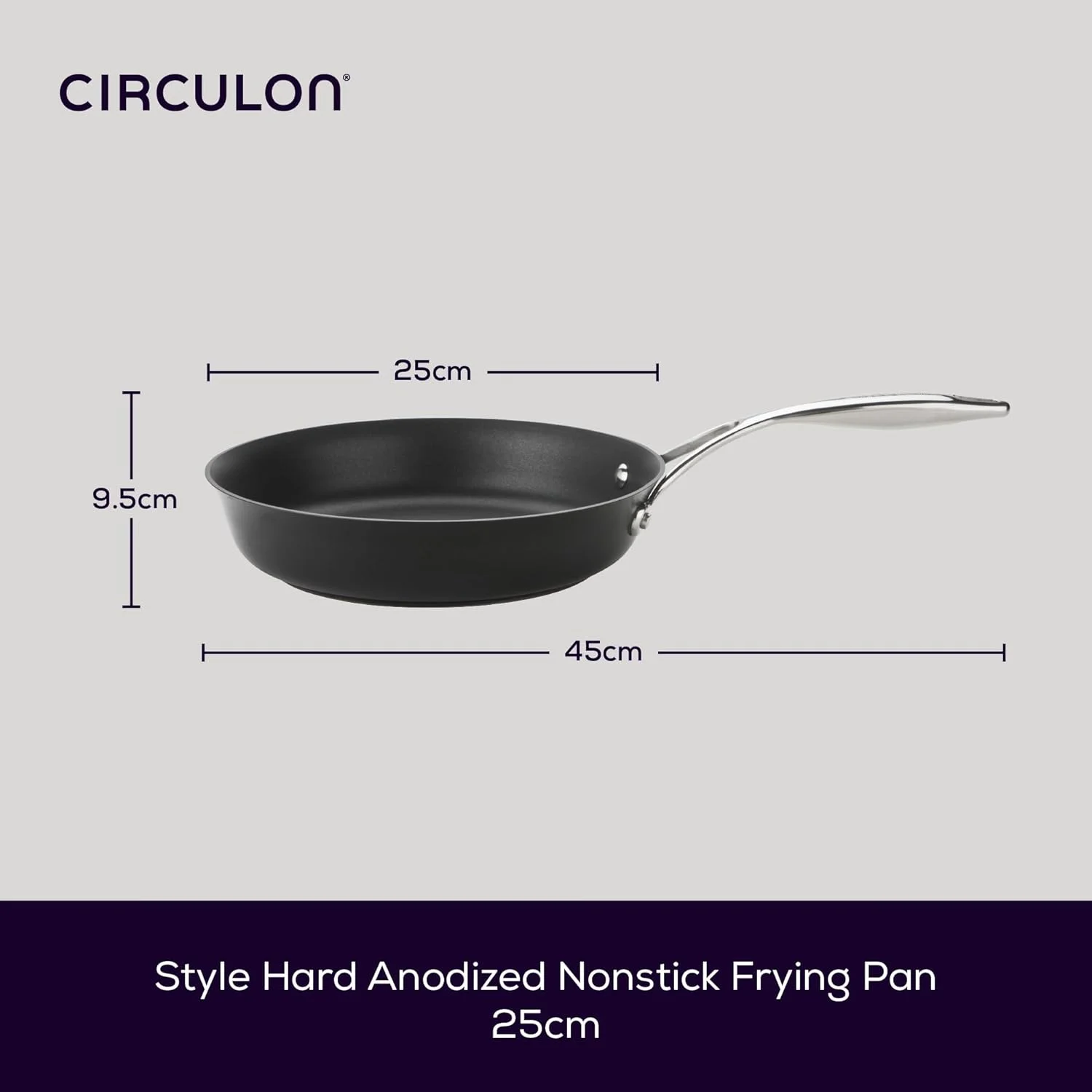 Circulon Style Hard Anodised Skillet, 25cm