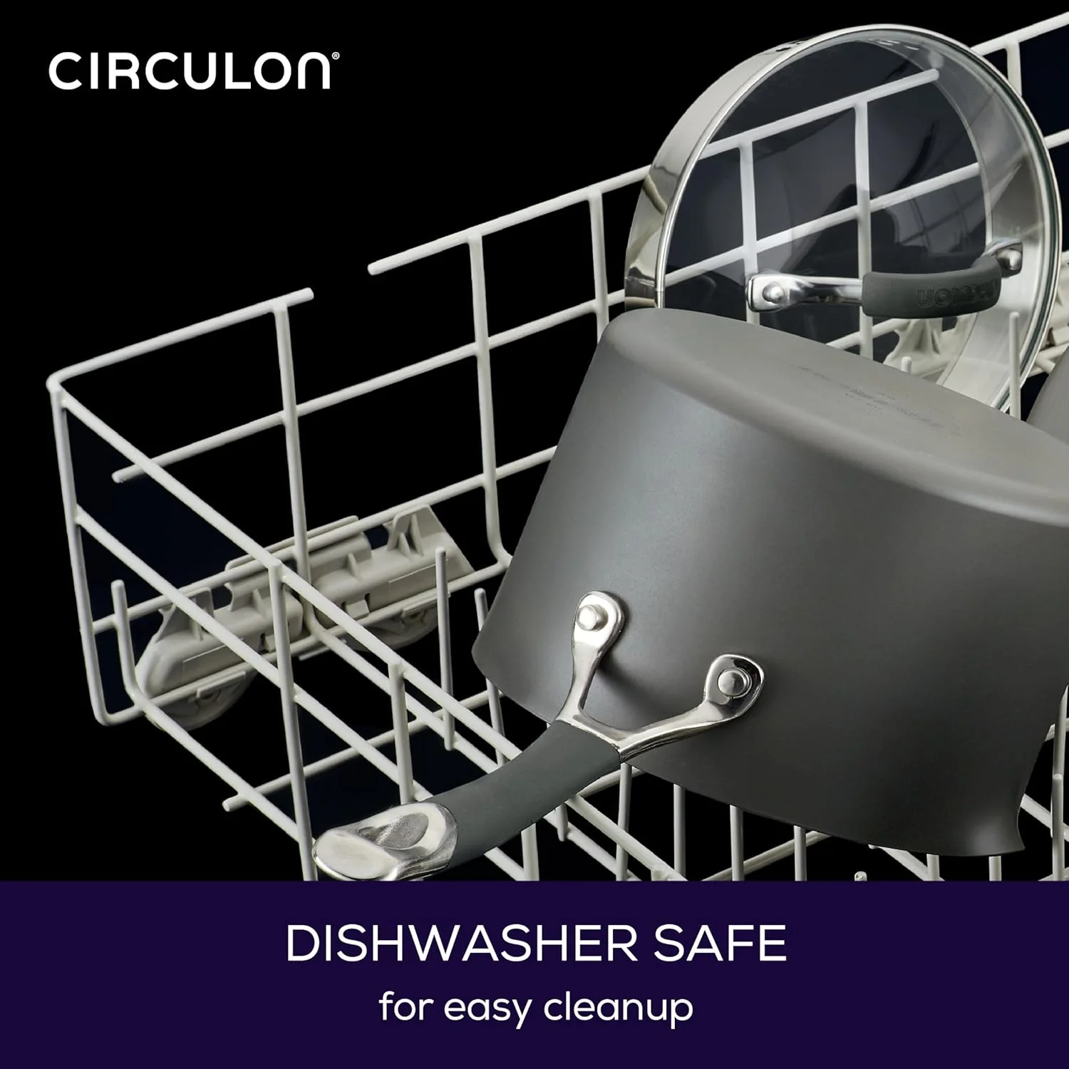 تابه نچسب سایز بزرگ سیرکولون مدل Radiance با روکش آنودایز سخت و دسته کمکی - سایز 35 سانتیمتر، خاکستری