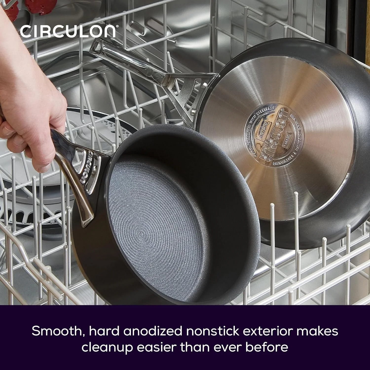 Circulon Infinite Non Stick Frying Pan Induction with Stainless Steel Handles, Oven & Dishwasher Safe Skillet, Durable Cookware, Black 20cm - 80675