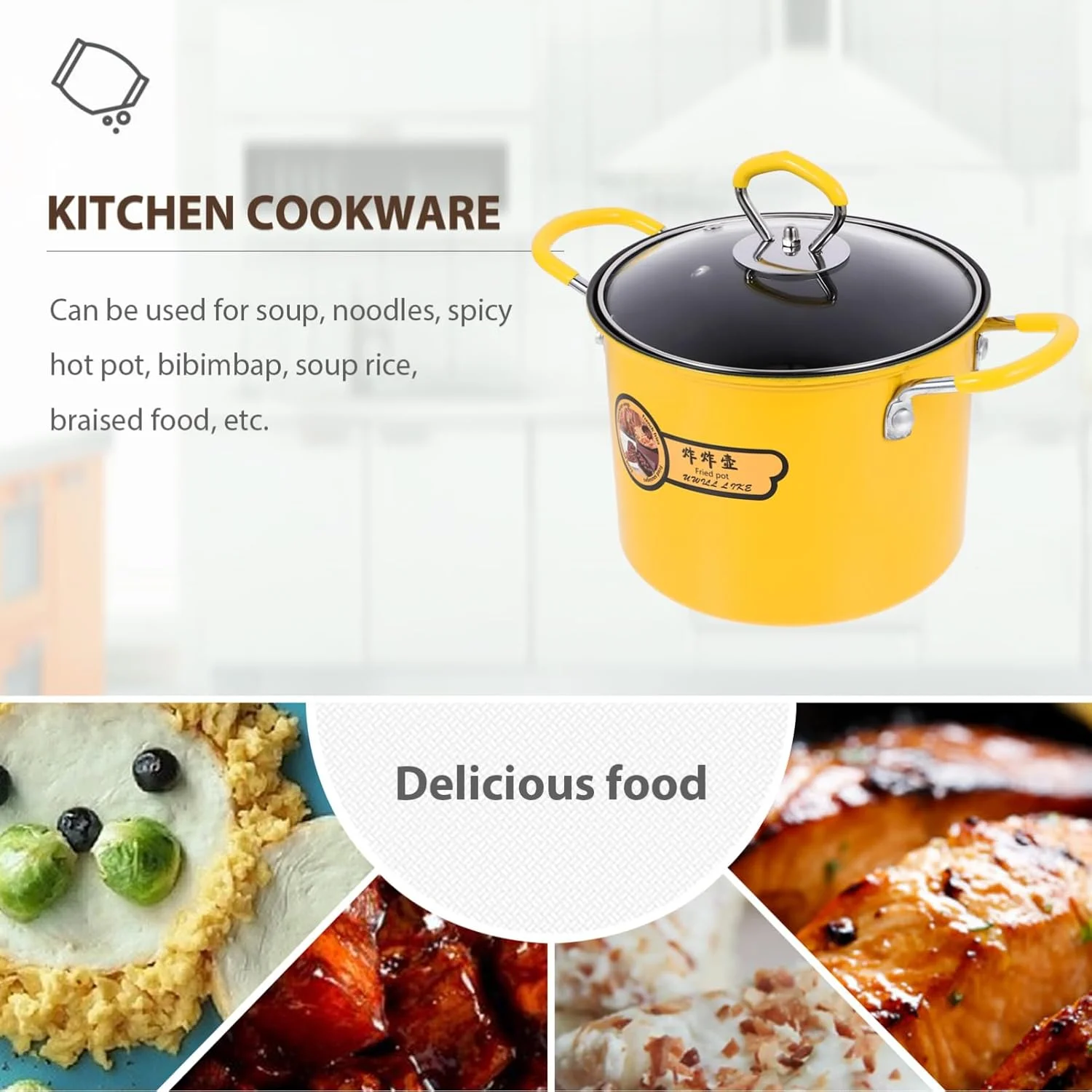 ست سرخ کن COLLBATH شامل 1 عدد سرخ کن با صافی، تابه گریل، تابه نچسب، ووک، تابه تخت، سبد سرخ کردنی، قابلمه سرخ کردنی آشپزخانه، قابلمه استیل، اجاق گاز القایی، شیشه خانگی