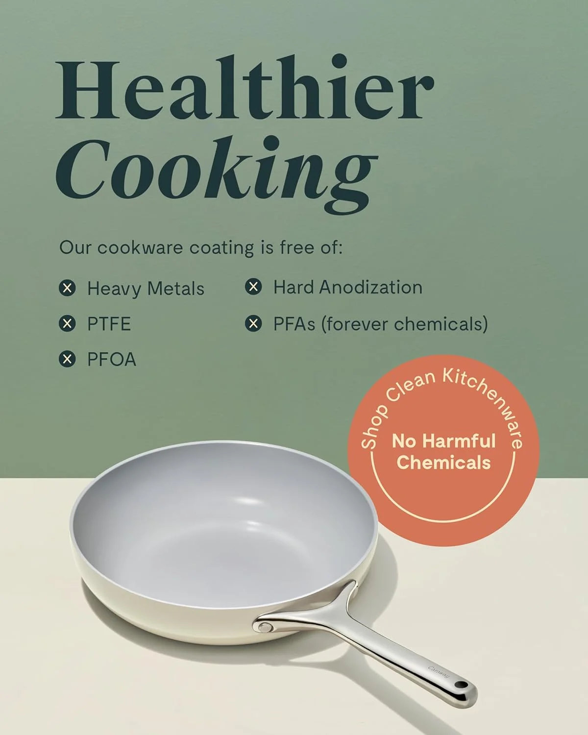 تابه کوچک سرامیکی نچسب کاراوی (۱.۰۵ کوارت، ۸ اینچ) - غیر سمی، بدون PTFE و PFOA - قابل استفاده در فر و سازگار با انواع اجاق گاز (گازی، برقی و القایی) - خاکستری