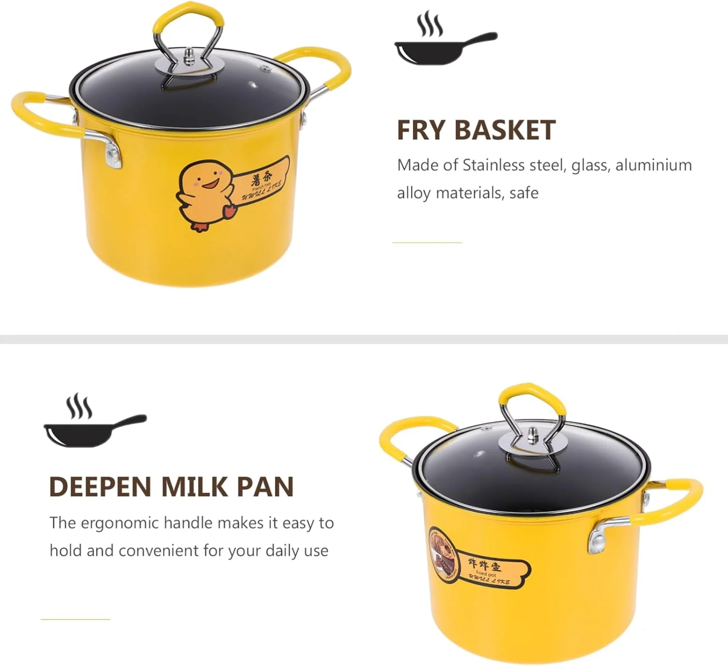 ست سرخ کن COLLBATH شامل 1 عدد سرخ کن با صافی، تابه گریل، تابه نچسب، ووک، تابه تخت، سبد سرخ کردنی، قابلمه سرخ کردنی آشپزخانه، قابلمه استیل، اجاق گاز القایی، شیشه خانگی