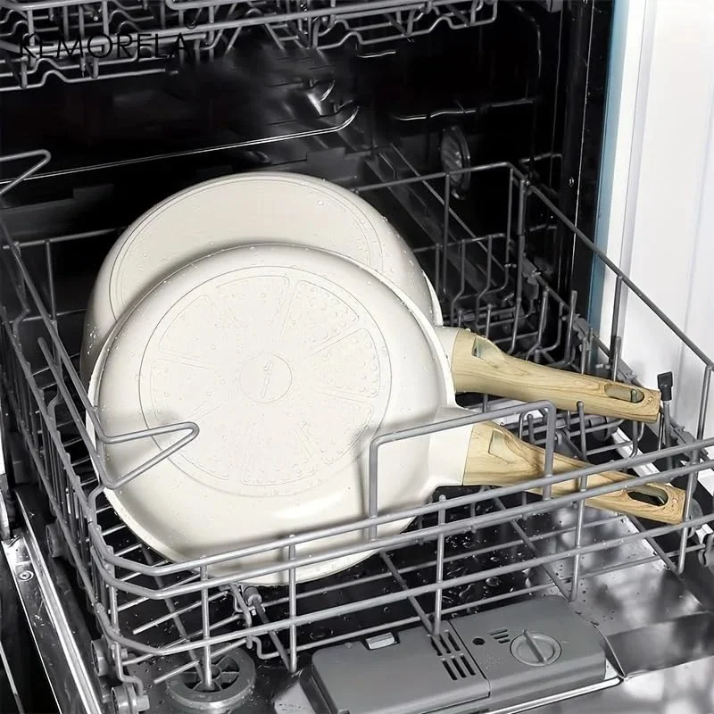 تابه سرخ کن با درب شیشه ای، پوشش تابه سرخ کن عمیق 26 سانتی متری، دسته طرح چوب، تابه سازگار با القایی برای پخت و پز، سالم و بدون PFOA، قابل شستشو در ماشین ظرفشویی