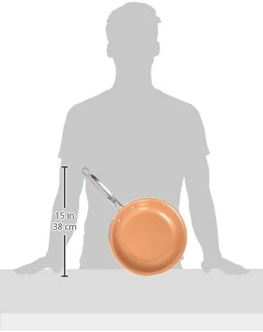 تابه سرامیکی مسی 10 اینچی BulbHead Red Copper، تابه سرخ کن نچسب با روکش مسی مقاوم در برابر خراش، بدون PFOA و PTFE، مقاوم در برابر حرارت از اجاق گاز تا فر تا دمای 500 درجه