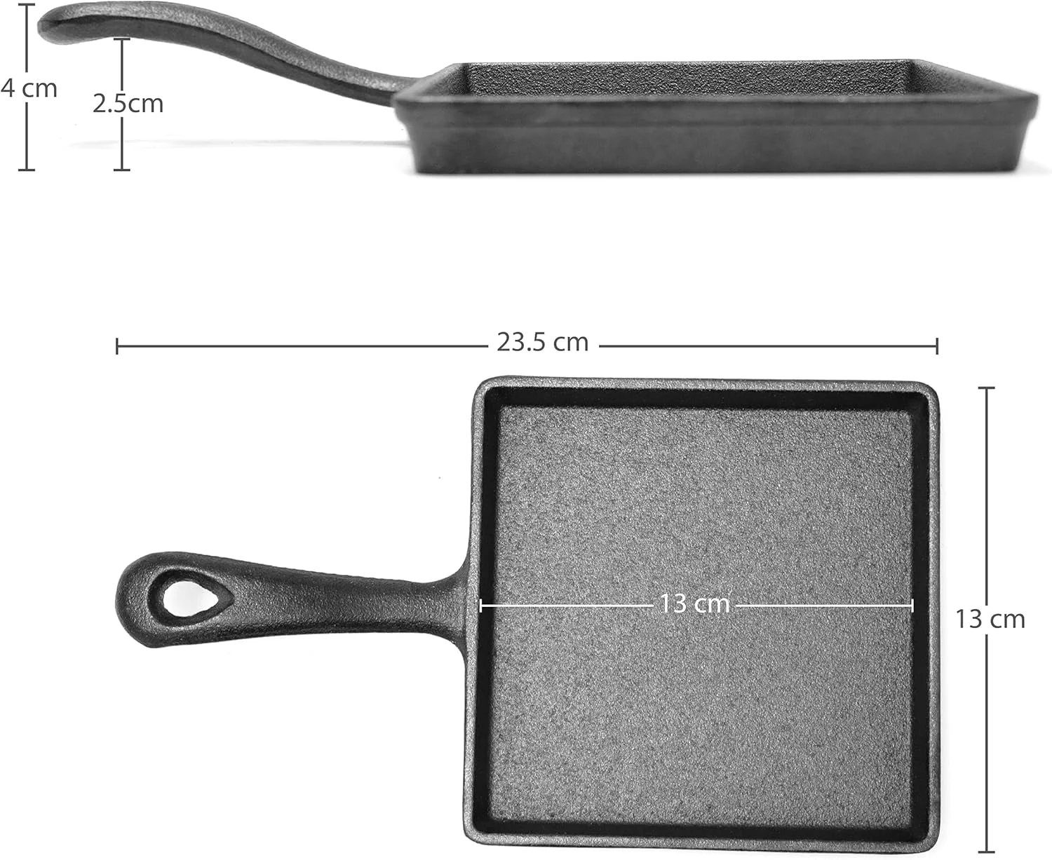 تابه کوچک چدنی مربعی بلک استون مدل BC14151 به همراه صفحه چوبی سیزلر، 13 سانتی متر - ایده آل برای سیزلینگ، گریل کردن و سرو