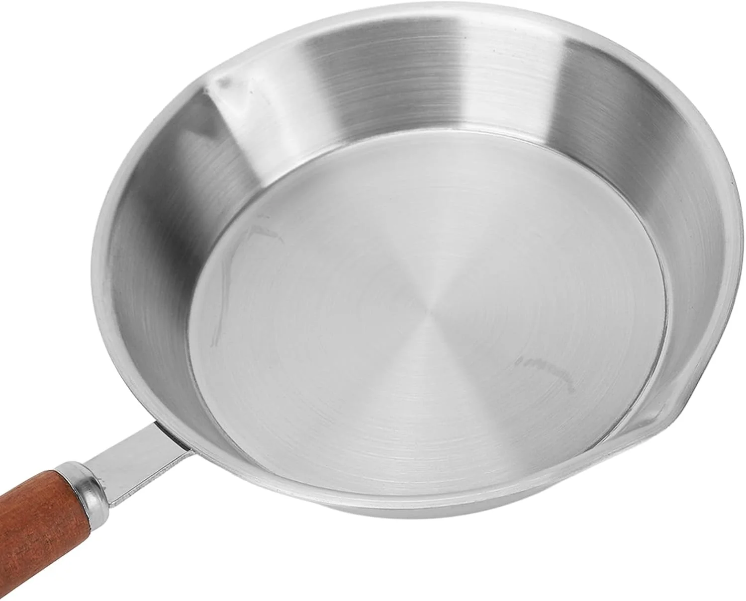 تابه استیل ضد زنگ Bewinner با دسته چوبی، تابه نچسب برای سرخ کردن تخم مرغ، مناسب برای اجاق گازهای خانگی و رستوران (12 سانتی متر)