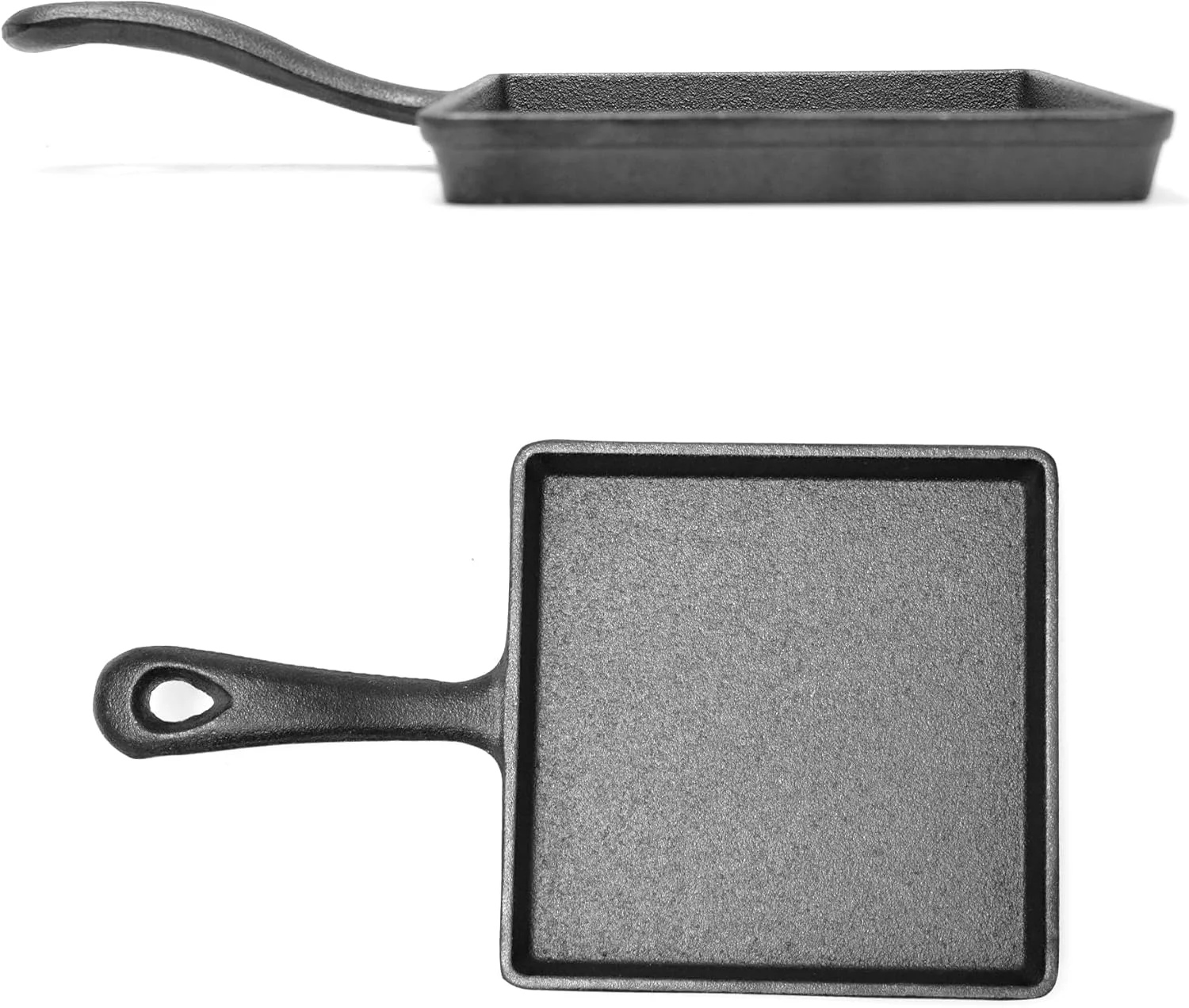 تابه کوچک چدنی مربعی بلک استون مدل BC14151 به همراه صفحه چوبی سیزلر، 13 سانتی متر - ایده آل برای سیزلینگ، گریل کردن و سرو