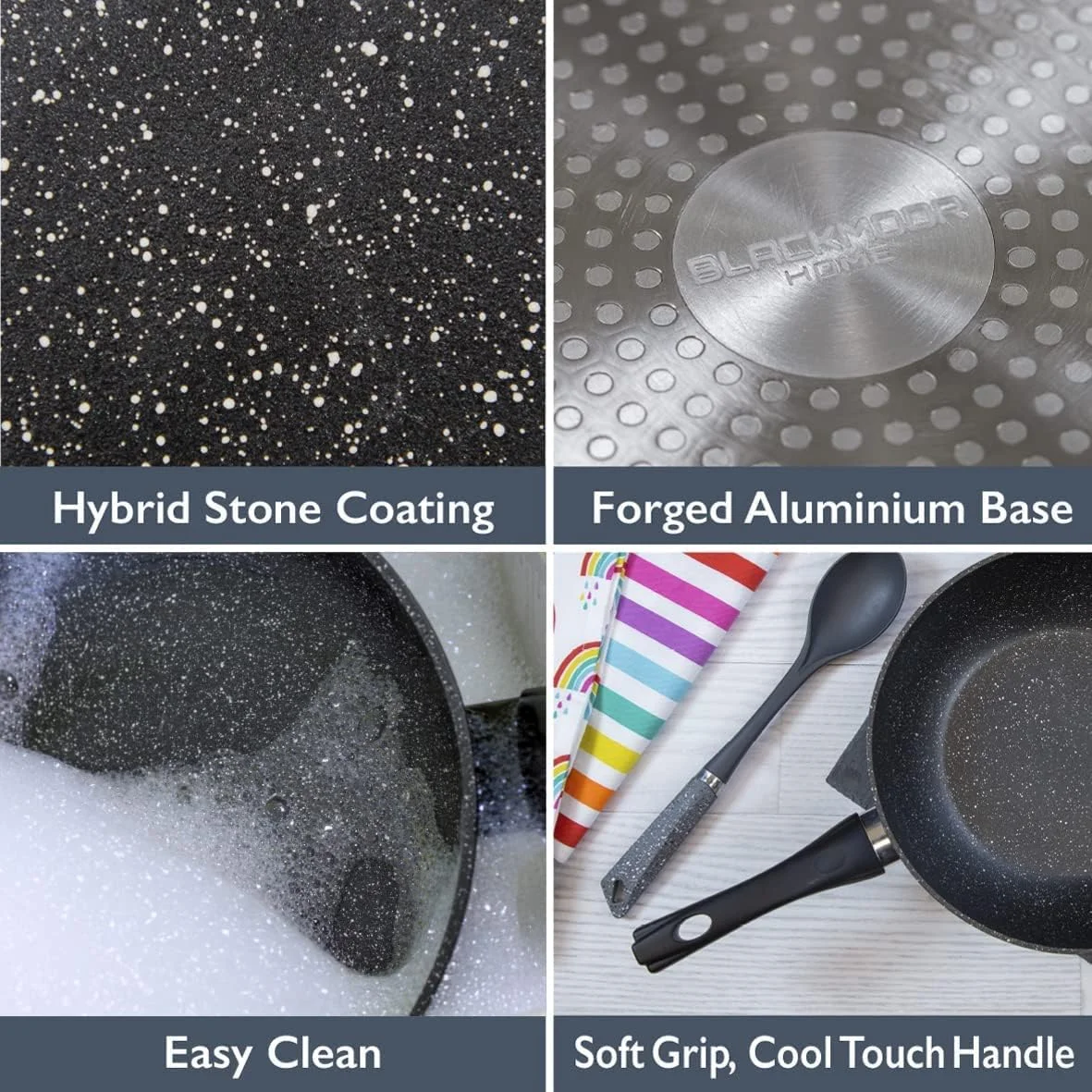 تابه 20 سانتی متری کلاسیک بلک مور 67060 / پوشش نچسب / دسته خنک / مناسب برای اجاق گازهای القایی، برقی و گازی / رنگ مشکی