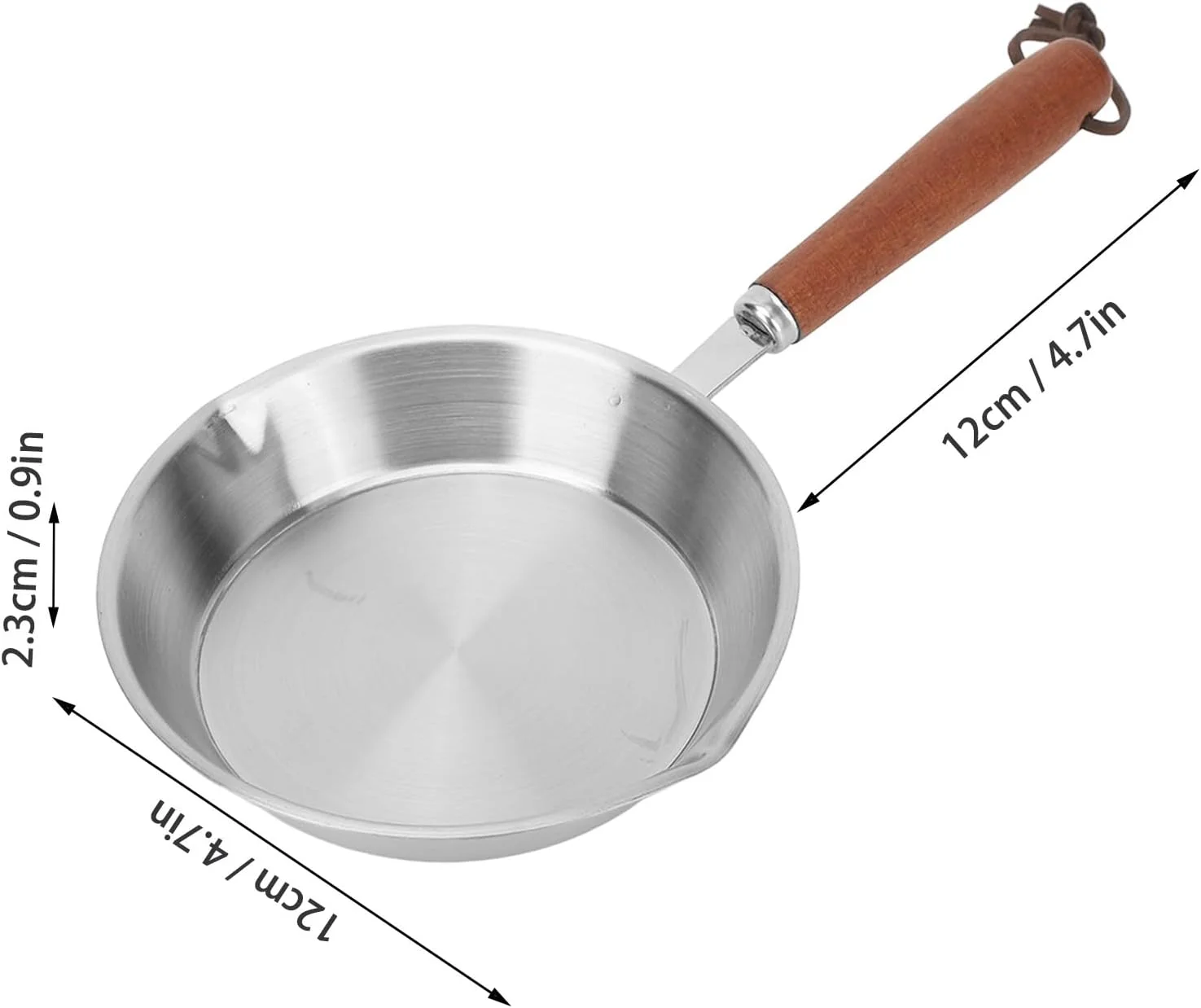 تابه استیل ضد زنگ Bewinner با دسته چوبی، تابه نچسب برای سرخ کردن تخم مرغ، مناسب برای اجاق گازهای خانگی و رستوران (12 سانتی متر)