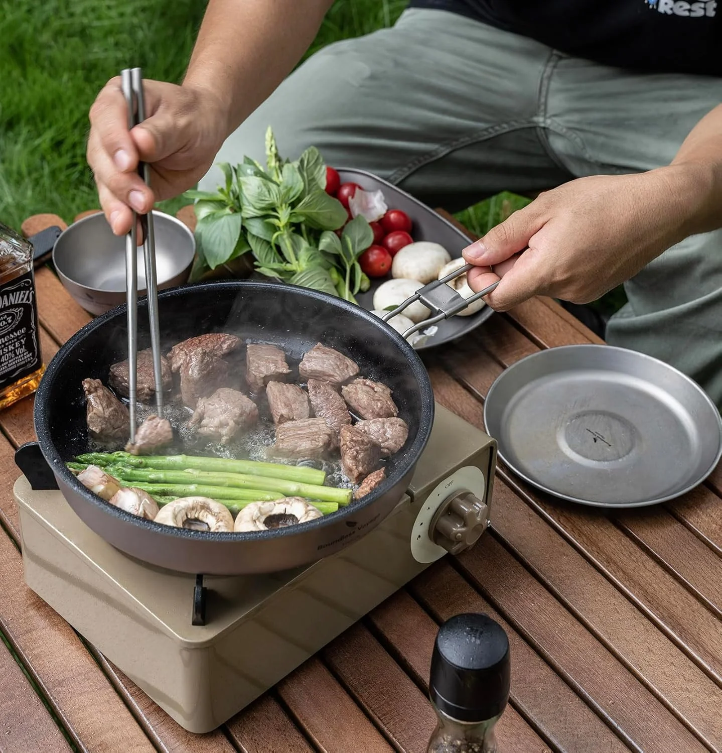 Boundless Voyage 1L Titanium Nonstick Camping Frying Pan for Gas Stove Ultralight Camp Cookware Skillet Pan for Cooking Egg Steak, Dishwasher Safe 7.4in-Ti2069C Boundless Voyage 1L Titanium Nonstick Camping Frying Pan for Gas Stove Ultralight Camp Cookware Skillet Pan for Cooking Egg Steak, Dishwasher Safe 7.4in-Ti2069C