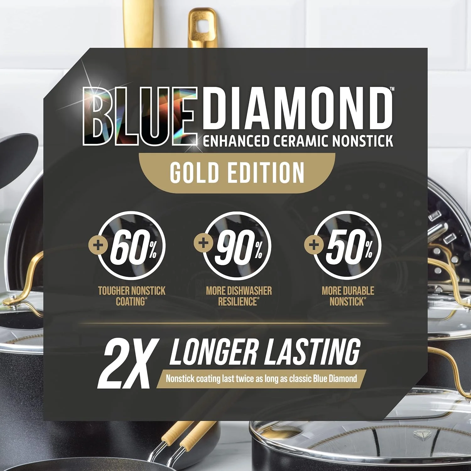 تابه سرخ کن ۱۰ اینچی Blue Diamond Gold، سرامیکی نچسب، بدون PFOA، مناسب برای اجاق های القایی، مشکی تابه سرخ کن ۱۰ اینچی Blue Diamond Gold، سرامیکی نچسب، بدون PFOA، مناسب برای اجاق های القایی، مشکی
