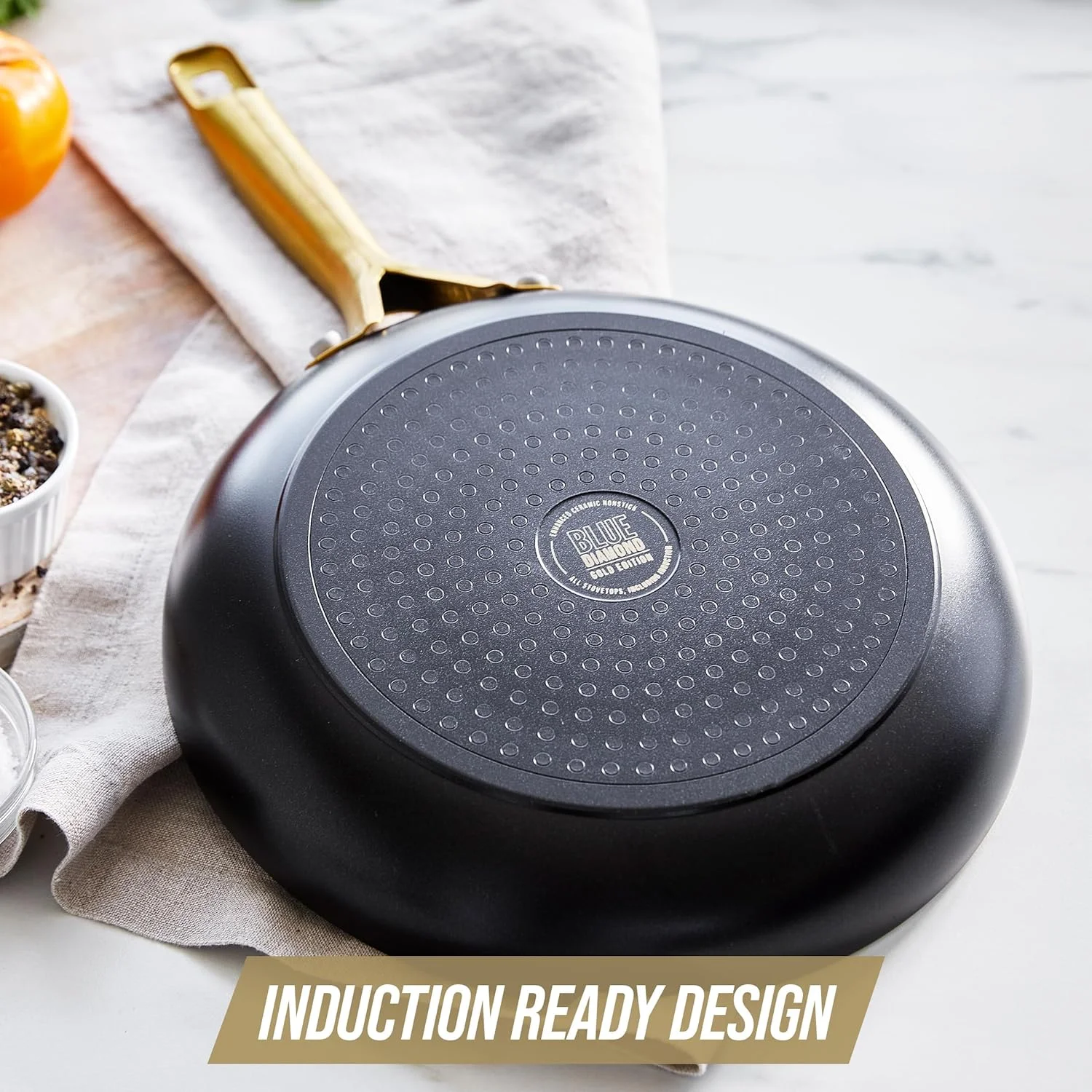 تابه سرخ کن ۱۰ اینچی Blue Diamond Gold، سرامیکی نچسب، بدون PFOA، مناسب برای اجاق های القایی، مشکی تابه سرخ کن ۱۰ اینچی Blue Diamond Gold، سرامیکی نچسب، بدون PFOA، مناسب برای اجاق های القایی، مشکی
