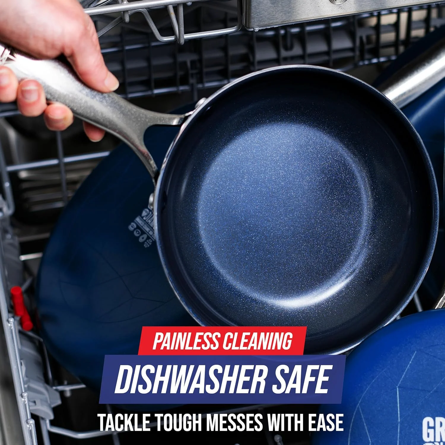 تابه سرامیکی نچسب با روکش الماس Blue Diamond، سایز 30 سانتی متر، مناسب برای اجاق های القایی و قابل استفاده در فر، آبی