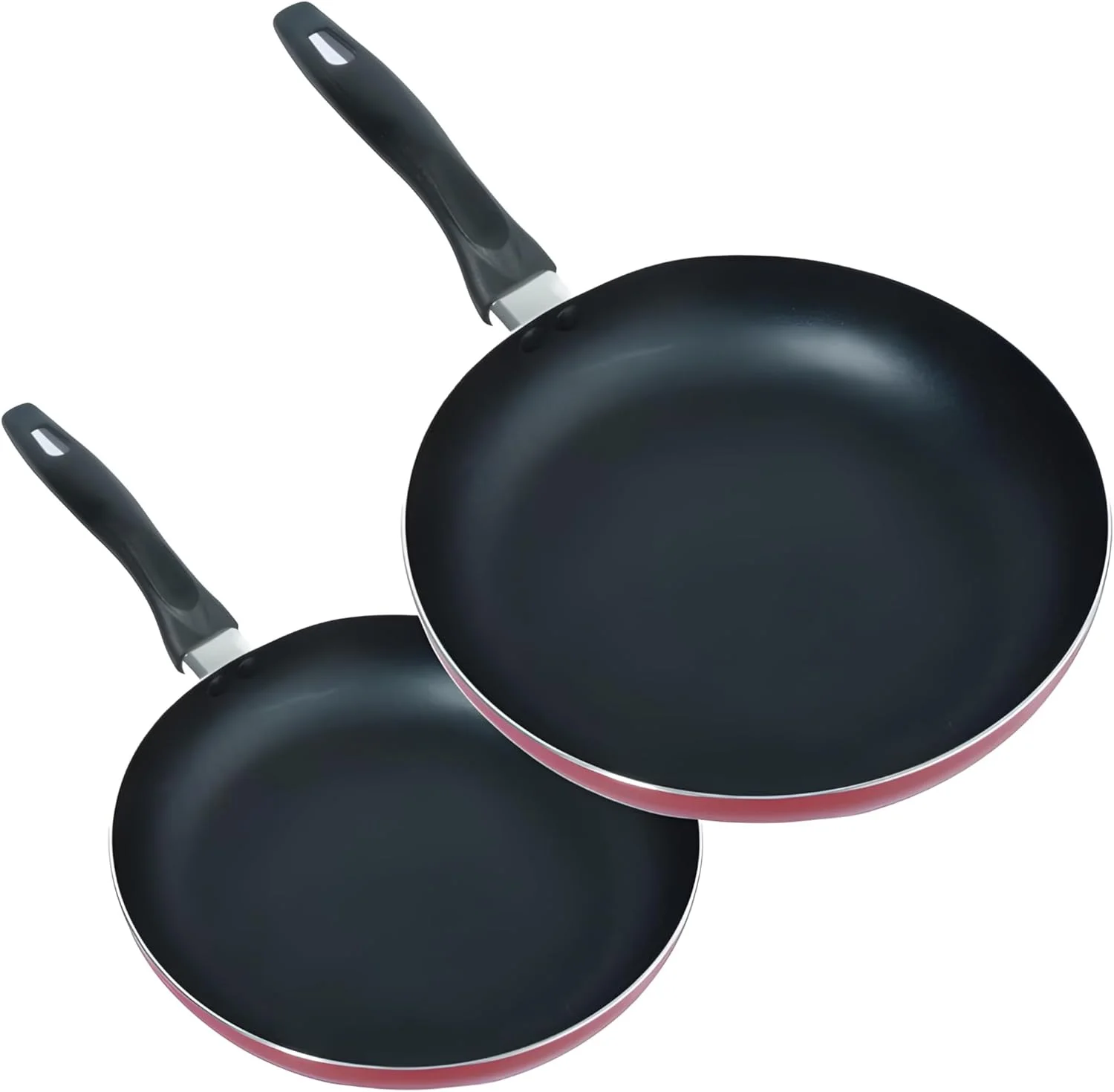 ست دو تابه آلومینیومی - ست تابه نچسب دو تکه (22 و 26 سانتی متر) - ظروف بادوام برای حرارت دهی یکنواخت - بدون PFOA، ست تابه با تمیز کردن آسان - قرمز، سازگار با اجاق گاز و برقی ست دو تابه آلومینیومی - ست تابه نچسب دو تکه (22 و 26 سانتی متر) - ظروف بادوام برای حرارت دهی یکنواخت - بدون PFOA، ست تابه با تمیز کردن آسان - قرمز، سازگار با اجاق گاز و برقی