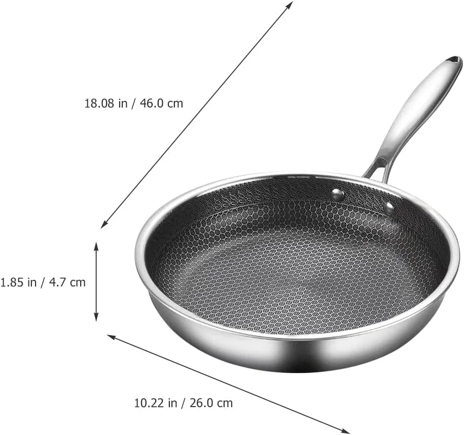 تابه نچسب آموس فان با پوشش لانه زنبوری، تابه املت تخت، تابه وک، تابه سرخ کردنی، تابه گریل، ظروف پخت و پز استیل ضد زنگ