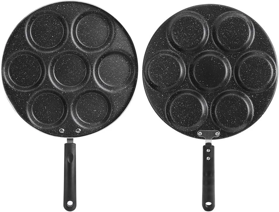 تابه 7 سوراخه آمونیدا، تابه پخت تخم مرغ و پنکیک، ظروف پخت و پز با پوشش نچسب، مناسب برای آشپزخانه های منزل، هتل و رستوران