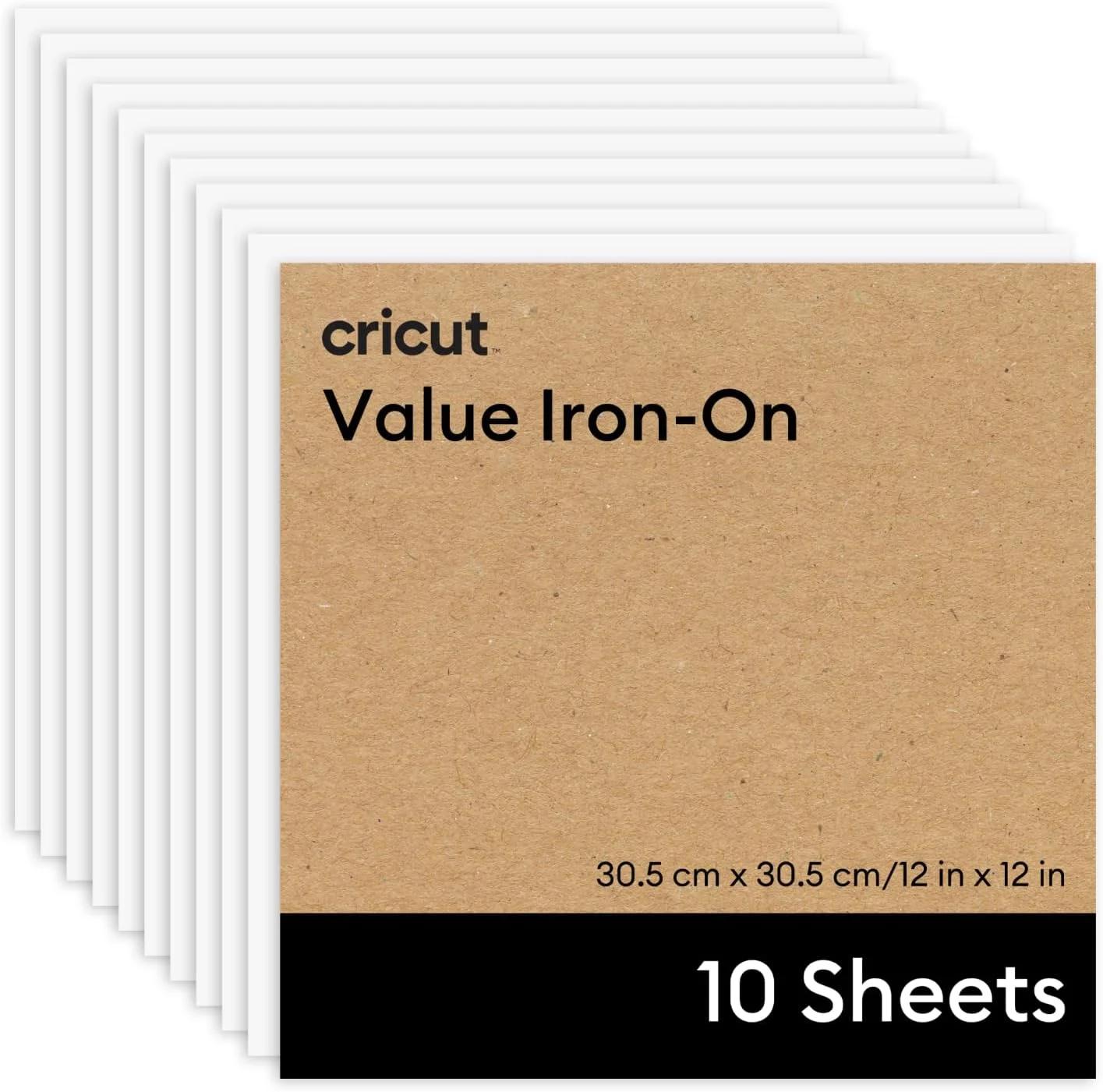 ورق پرس حرارتی Cricut® Value Iron-On، سفید - 30.5 سانتی متر در 30.5 سانتی متر (10 عدد) - وینیل انتقال حرارت HTV