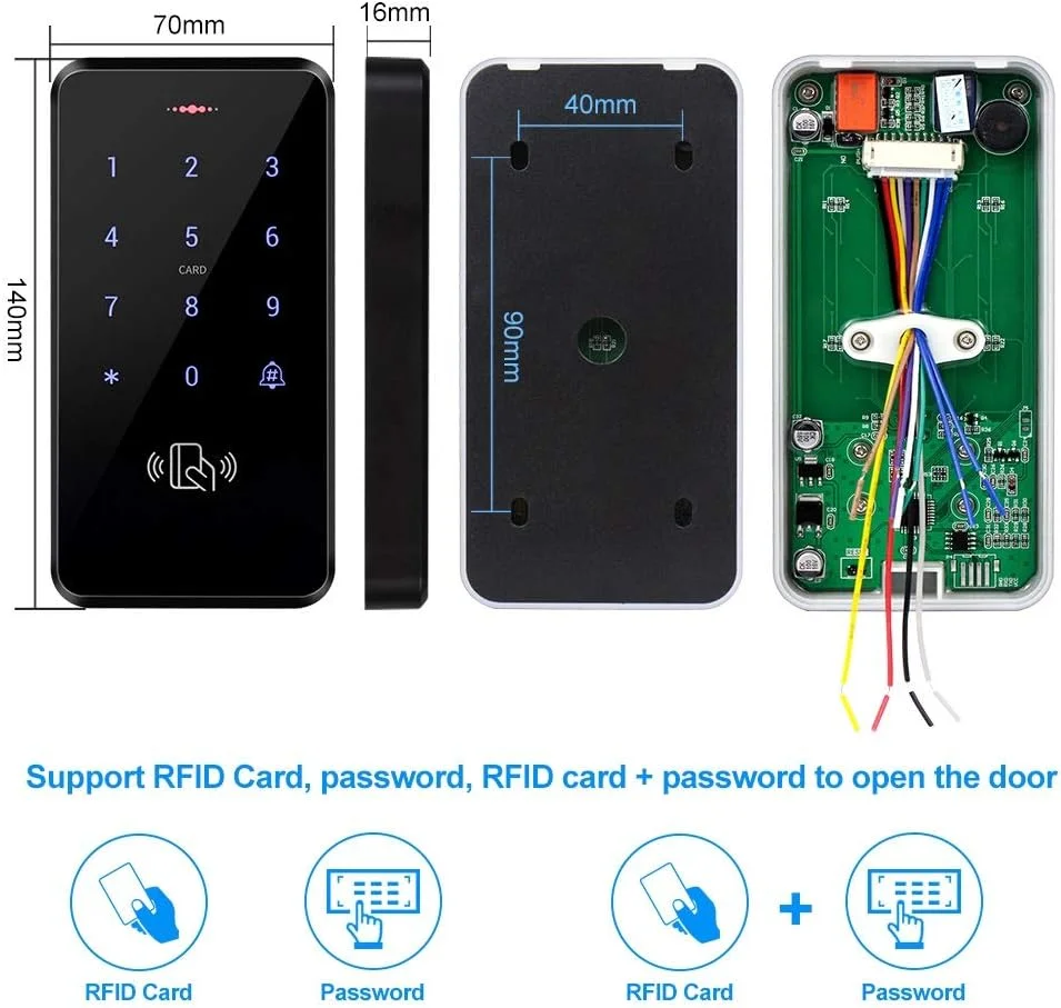کیت سیستم کنترل دسترسی درب کارتی RFID ضد آب KDL IP68، صفحه کلید مناسب استفاده در فضای باز، ترانسفورماتور منبع تغذیه DC12V، قفل مغناطیسی با نیروی نگهداری 180 کیلوگرم / 350 پوند به همراه دکمه خروج، جاسوئیچی کارتی 125 کیلوهرتز کیت سیستم کنترل دسترسی درب کارتی RFID ضد آب KDL IP68، صفحه کلید مناسب استفاده در فضای باز، ترانسفورماتور منبع تغذیه DC12V، قفل مغناطیسی با نیروی نگهداری 180 کیلوگرم / 350 پوند به همراه دکمه خروج، جاسوئیچی کارتی 125 کیلوهرتز