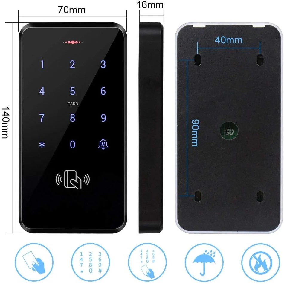 کیت سیستم کنترل دسترسی درب ضد آب HFeng IP68، صفحه کلید کنترل دسترسی RFID با پنل لمسی + قفل مغناطیسی برقی 180 کیلوگرمی + منبع تغذیه + 10 عدد جاسوئیچی کیت سیستم کنترل دسترسی درب ضد آب HFeng IP68، صفحه کلید کنترل دسترسی RFID با پنل لمسی + قفل مغناطیسی برقی 180 کیلوگرمی + منبع تغذیه + 10 عدد جاسوئیچی